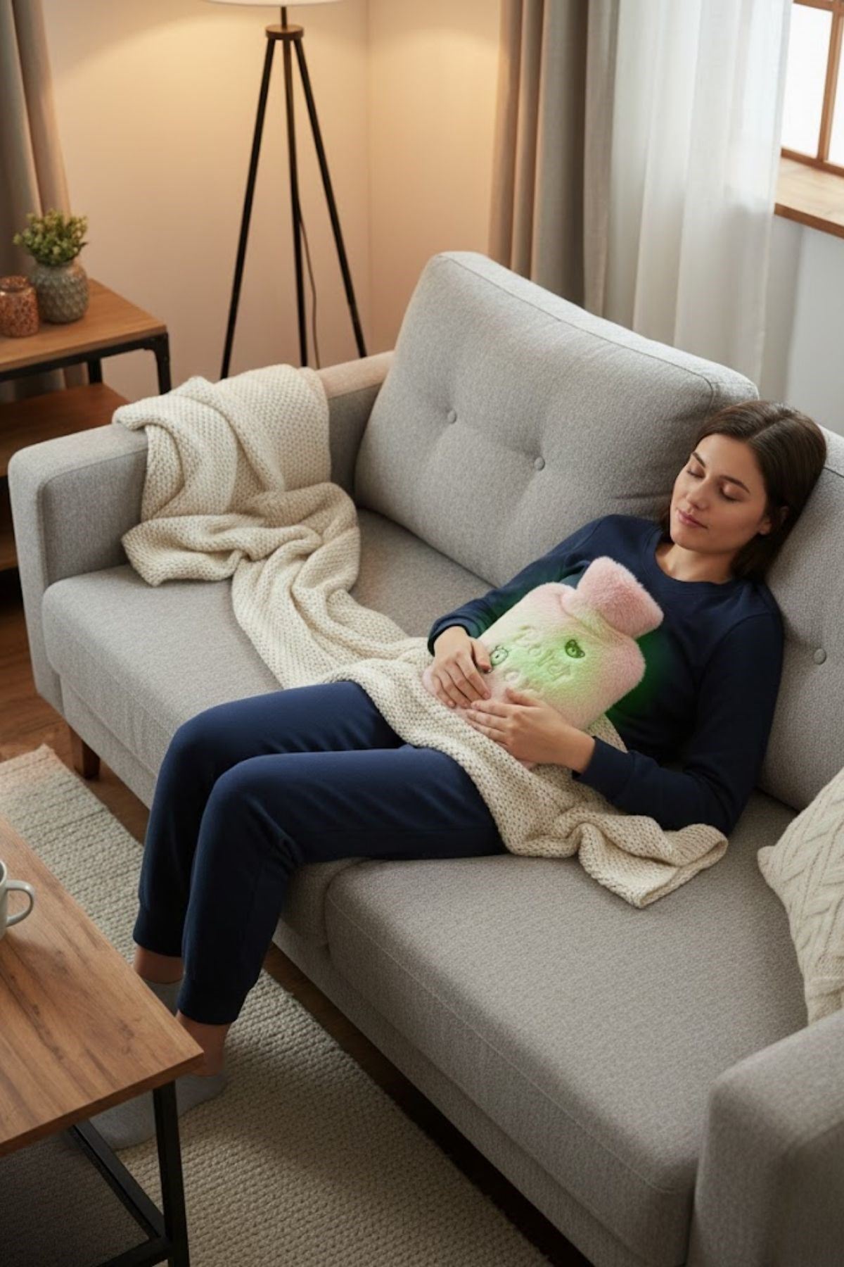 Işıklı Ayıcıklı Figürlü Pembe Peluş Sıcak Su Torbası 1 Lt – Yumuşak Kılıf, Uzun Süre Sıcak Tutan Termal Su Torbası