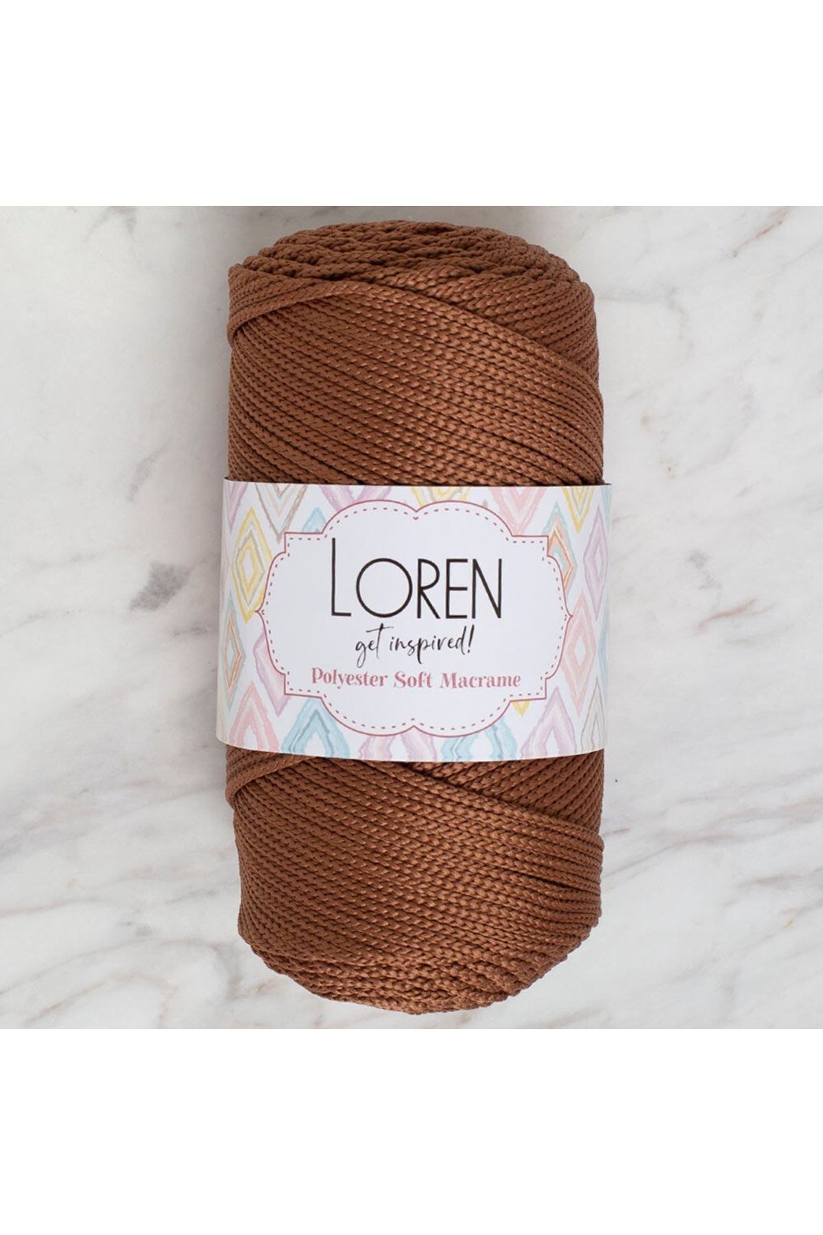Loren Polyester Soft Macrame Kahverengi El Örgü İpi - LM033 - 34439
