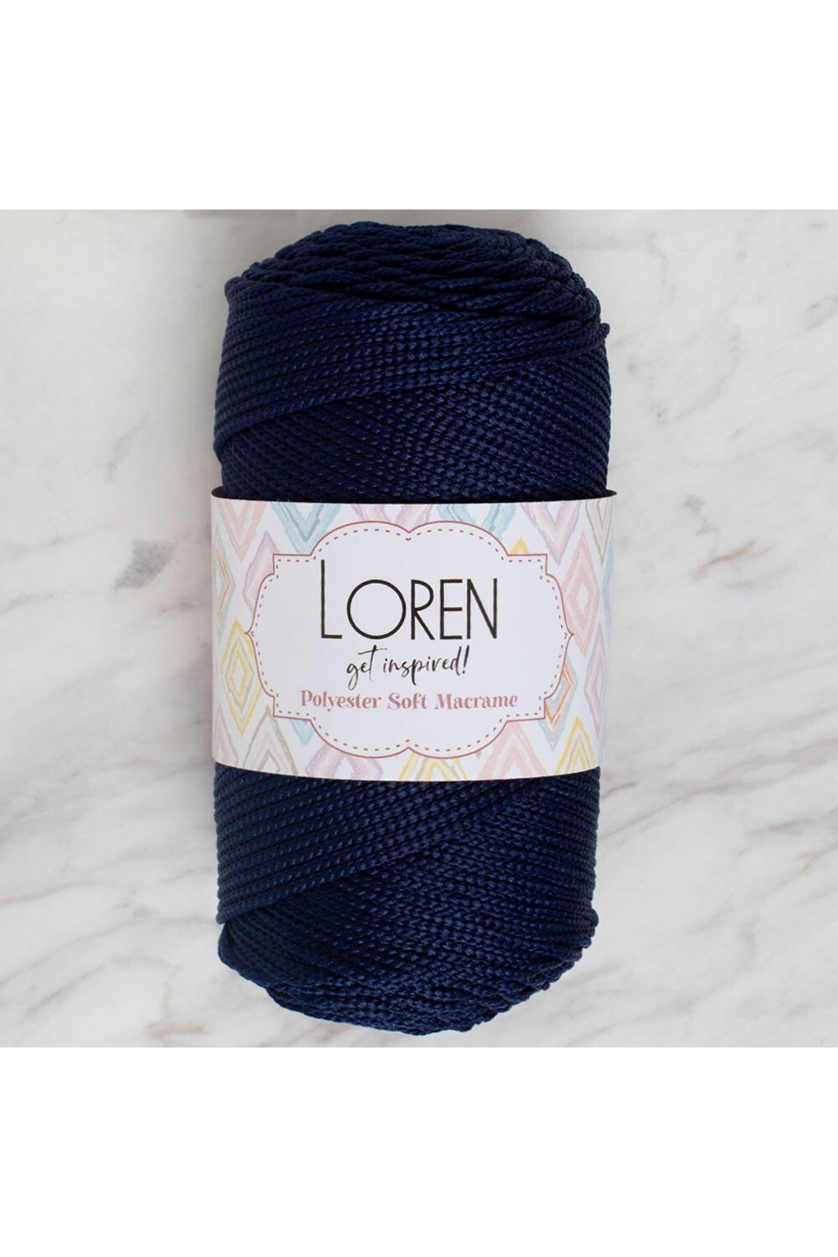 Loren Polyester Soft Macrame Koyu Lacivert El Örgü İpi - LM030 - 34436