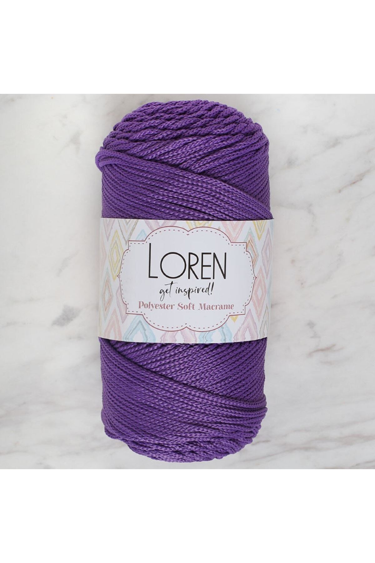 Loren Polyester Soft Macrame Koyu Mor El Örgü İpi - LM025 - 34434