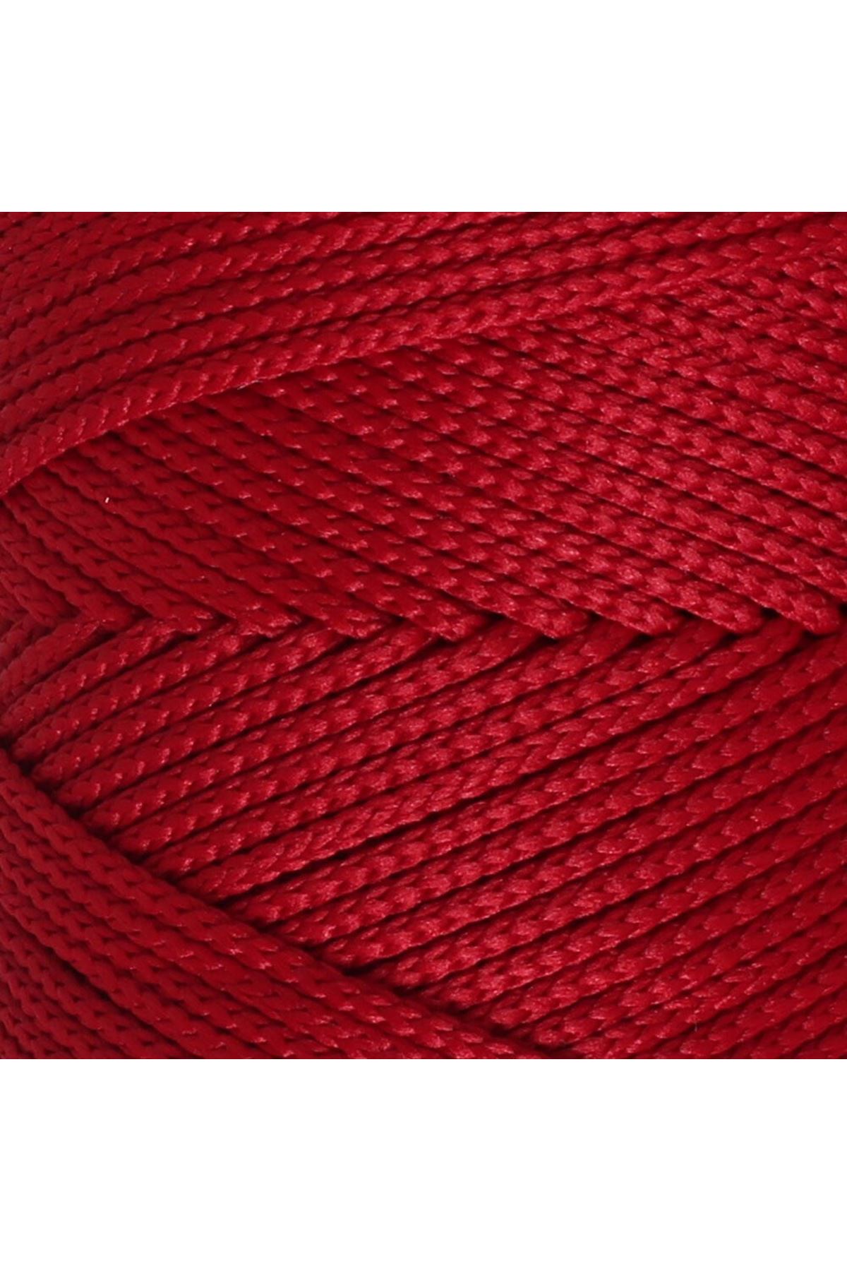 Loren Polyester Soft Macrame Koyu Kırmızı El Örgü İpi - LM020 - 34433