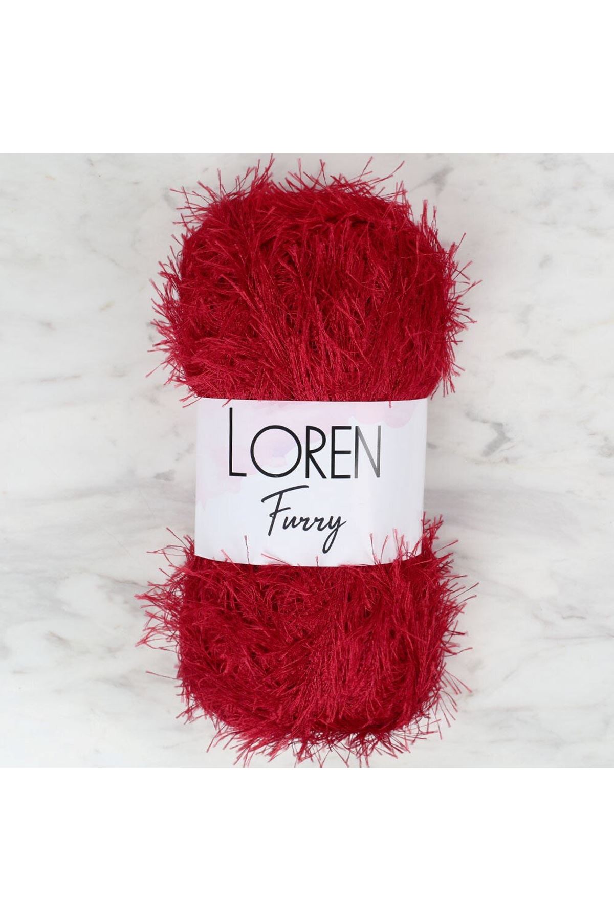 Loren Furry Koyu Kırmızı El Örgü İpi - RF024 - 34052