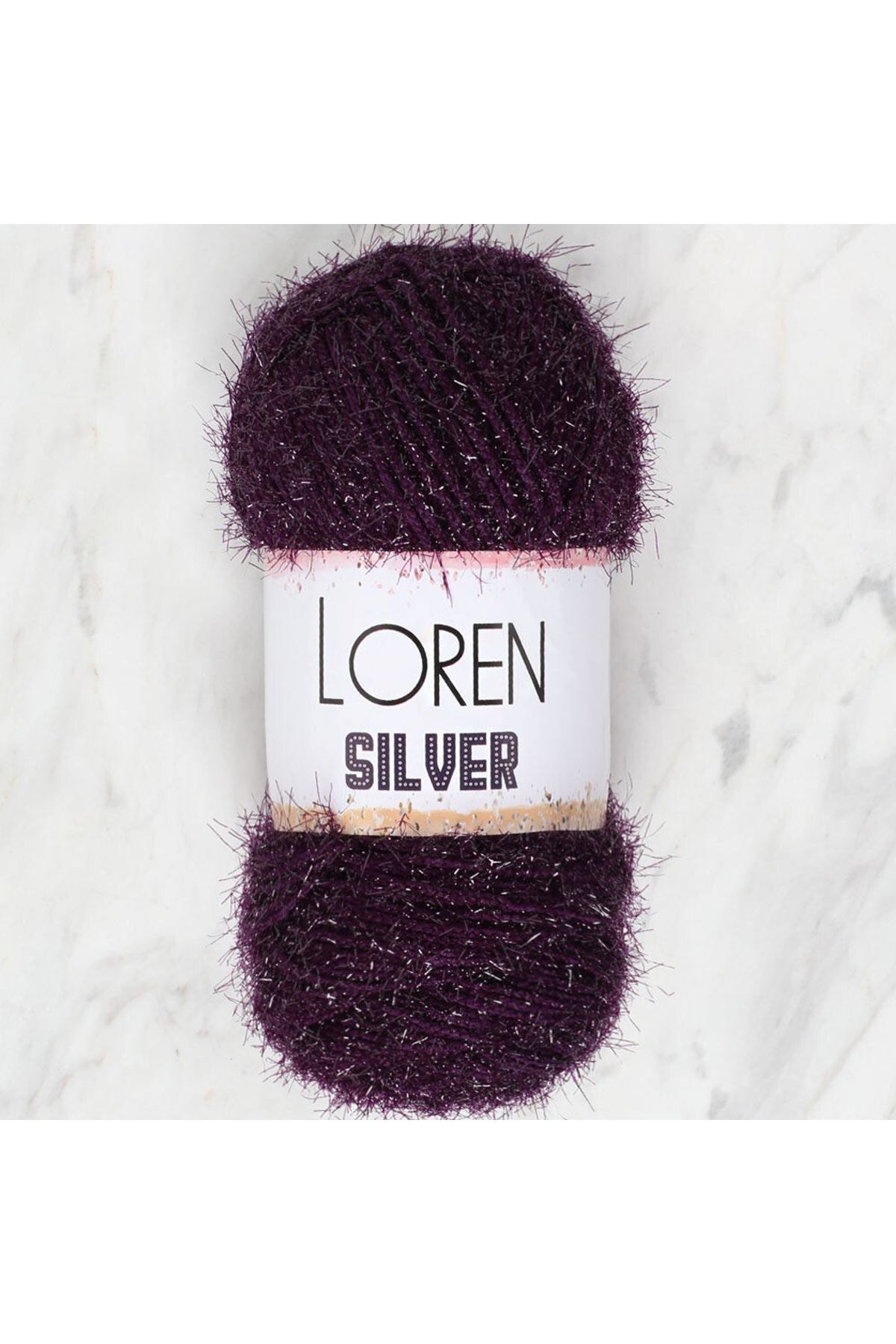 Loren Silver Patlıcan Moru El Örgü İpi - RS0109 - 34082