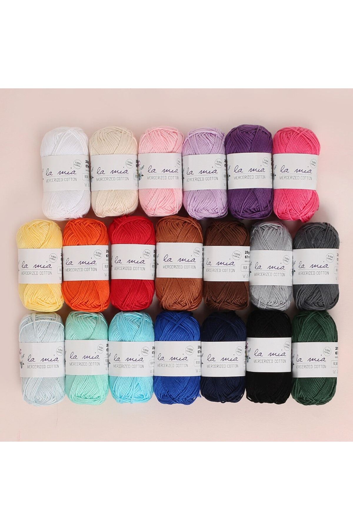 La Mia Mini Mercerized Cotton 20li Paket Renkli El Örgü İpi - 33825