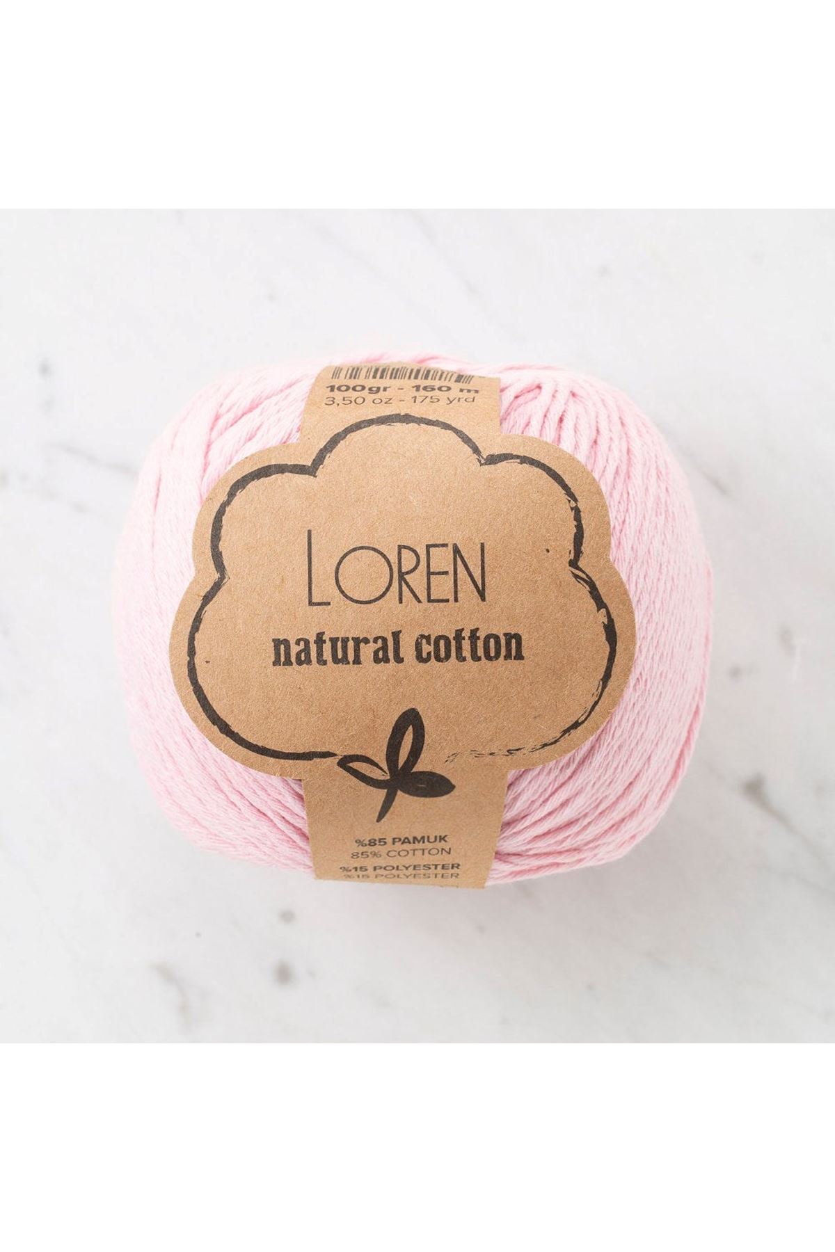 Loren Natural Cotton Pembe El Örgü İpi - R094 - 33910