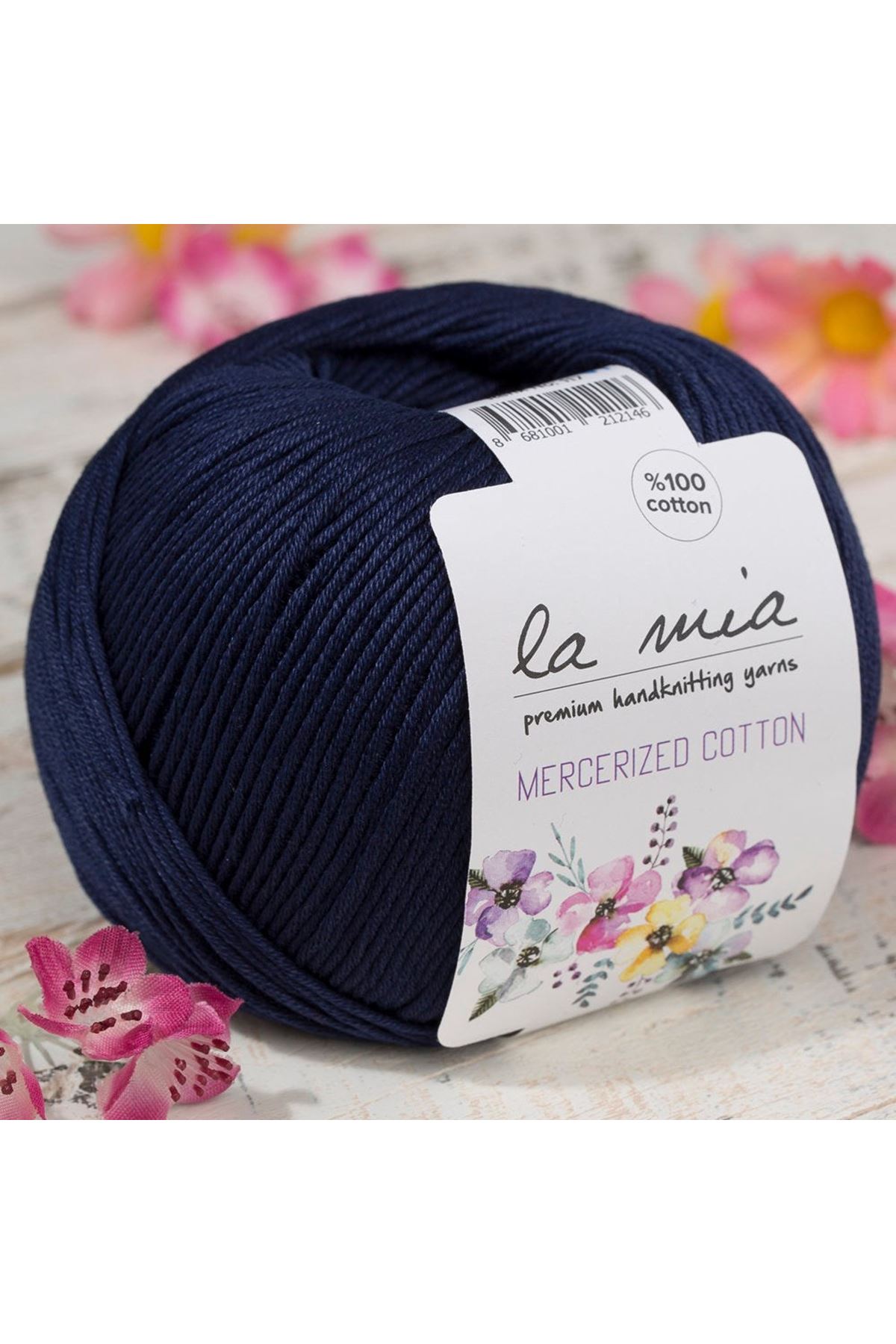 La Mia Mercerized Cotton Koyu Mavi El Örgü İpi - 117 - 33590