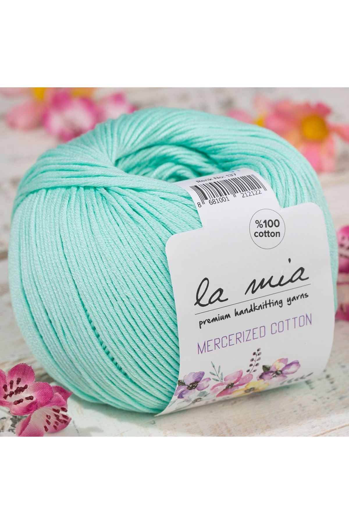 La Mia Mercerized Cotton Açık Yeşil El Örgü İpi - 137 - 33588