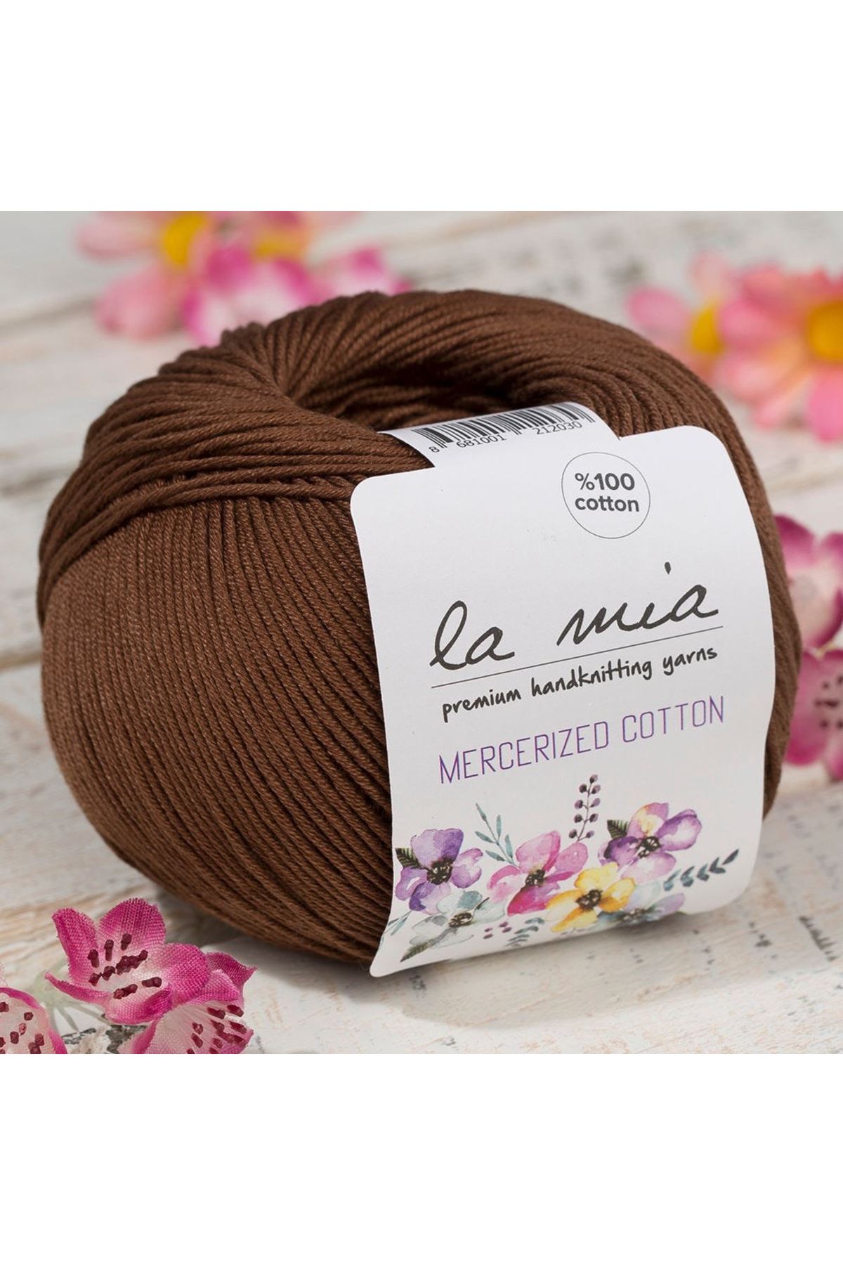 La Mia Mercerized Cotton Koyu Kahverengi El Örgü İpi - 228 - 33579