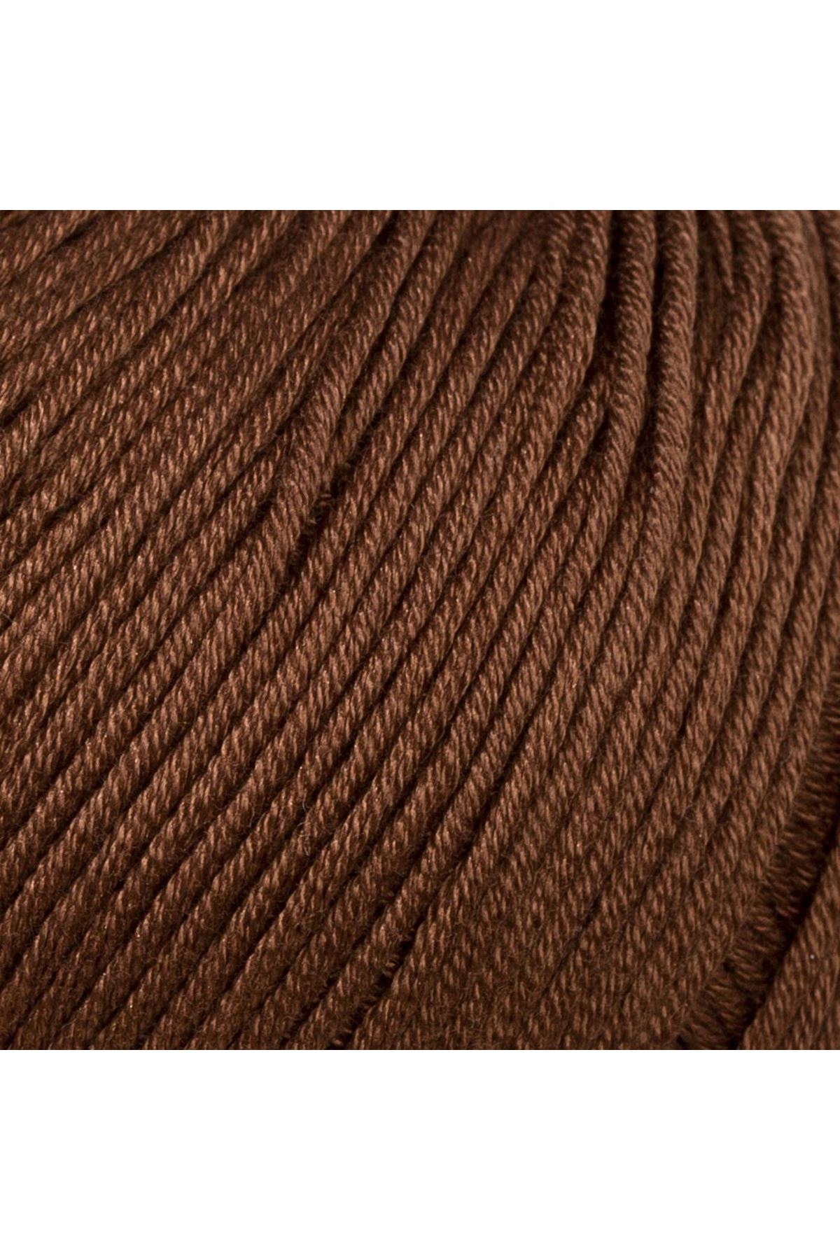 La Mia Mercerized Cotton Koyu Kahverengi El Örgü İpi - 228 - 33579