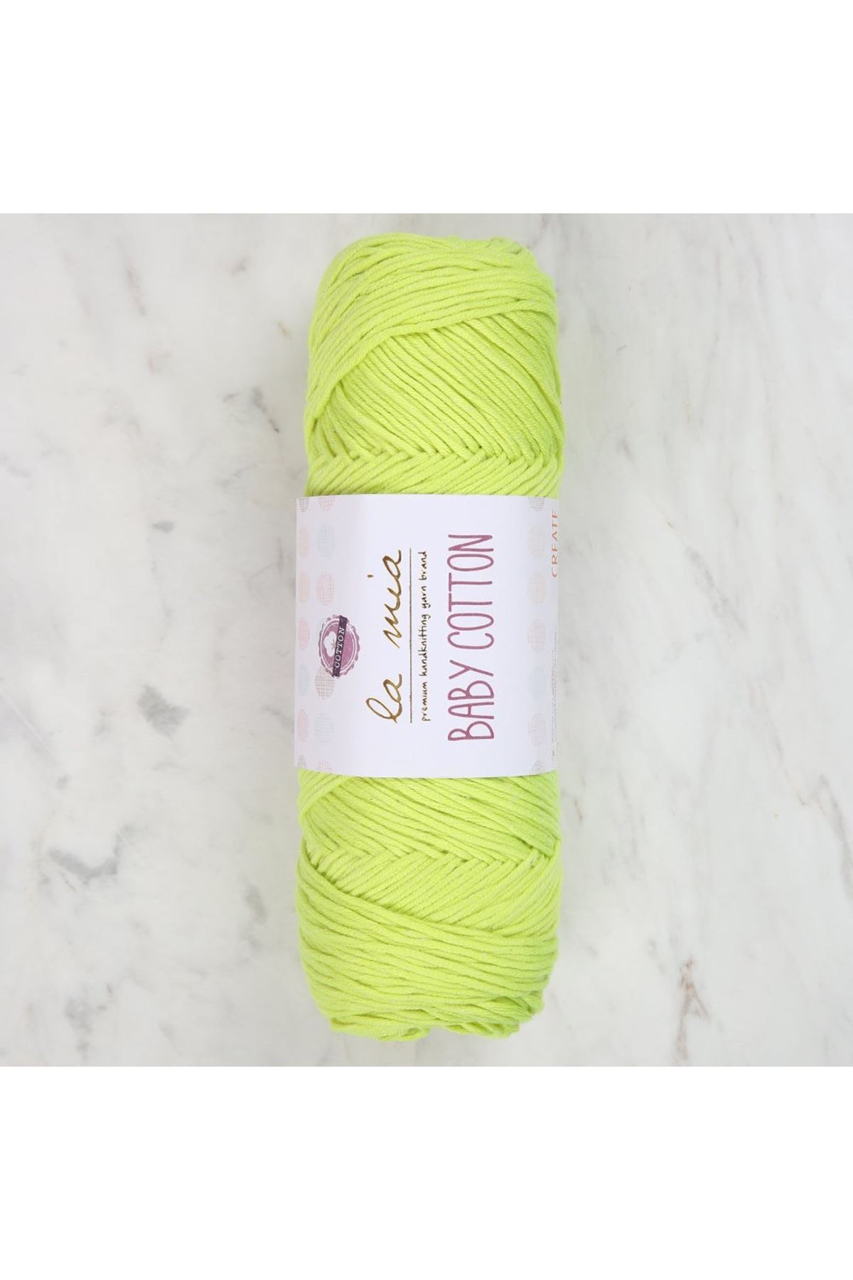 La Mia Baby Cotton Fosforlu Yeşil El Örgü İpi - L045 - 33629