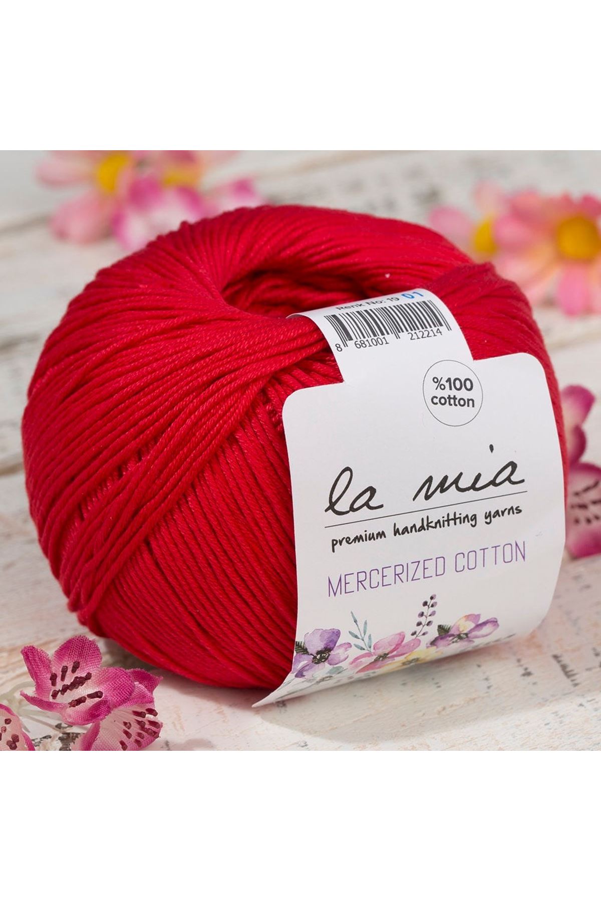 La Mia Mercerized Cotton Kırmızı El Örgü İpi - 19 - 33597