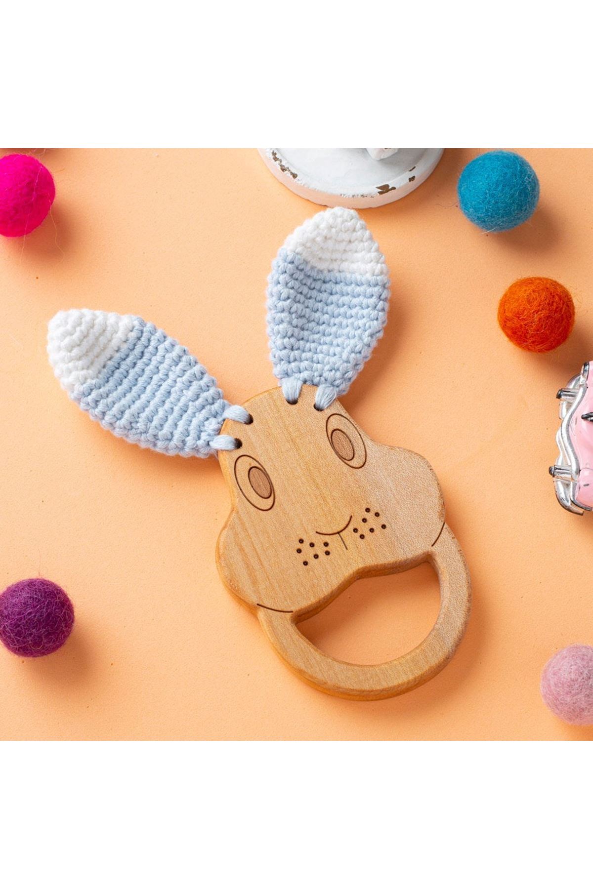 Hobi Baby Araba Figürlü Organik Ahşap Diş Kaşıyıcı