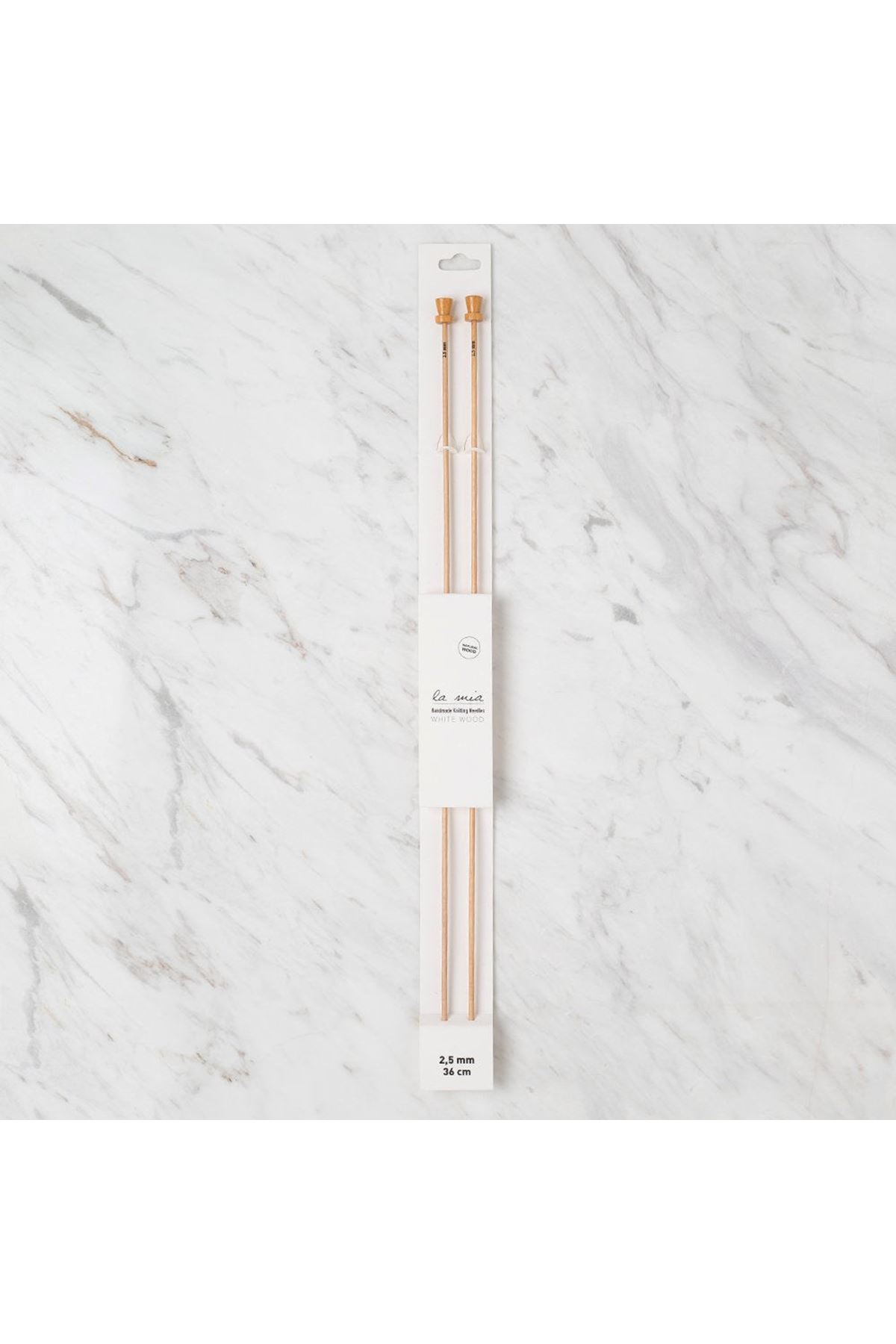 La Mia Whitewood 2.5 mm 36 cm Ahşap Örgü Şişi