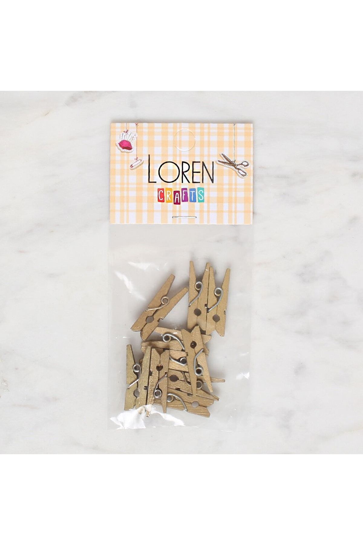 LOREN CRAFTS 10 LU ALTIN RENK MİNİ MANDAL