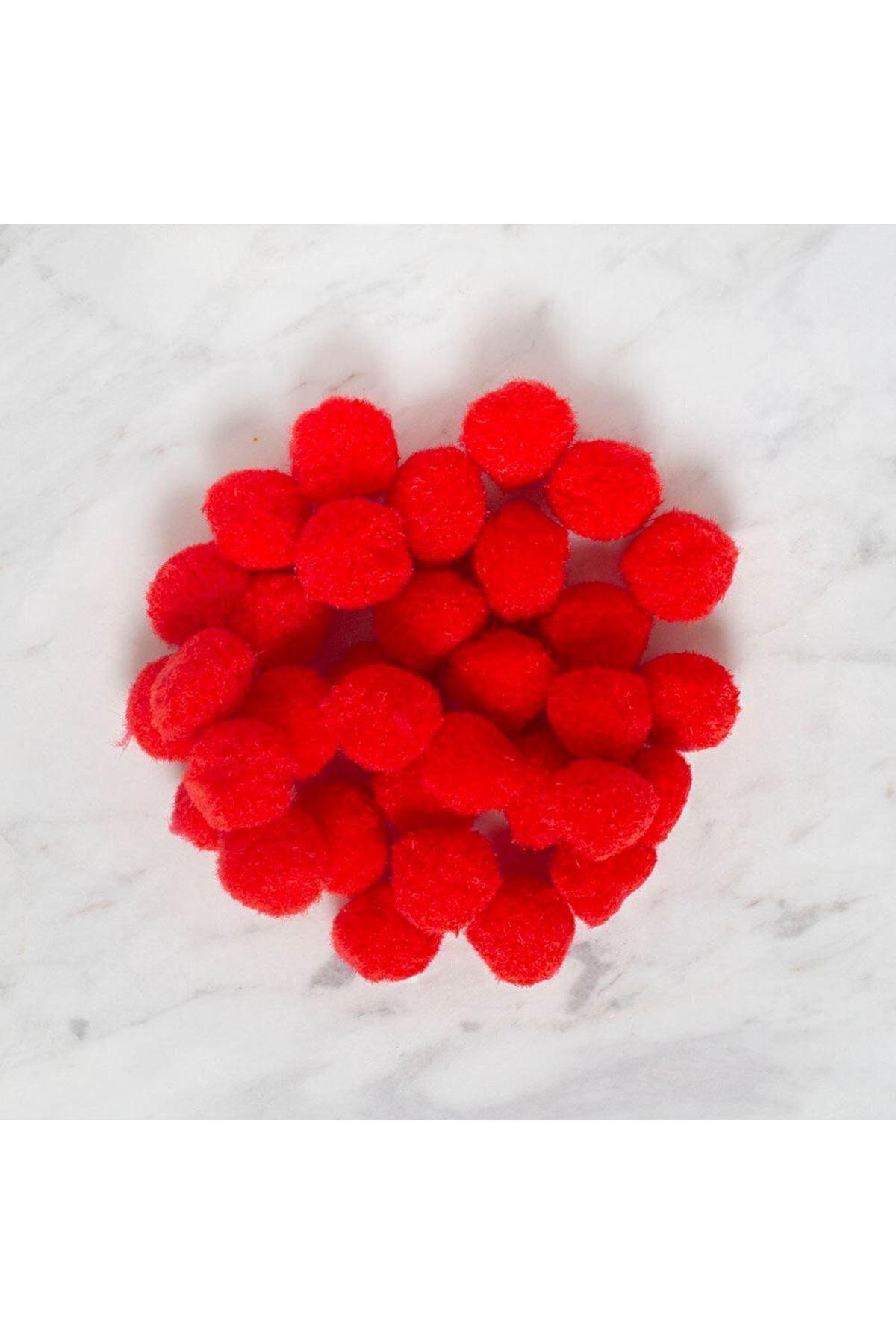 LOREN CRAFTS 2 CM 100 ADET KIRMIZI PONPON