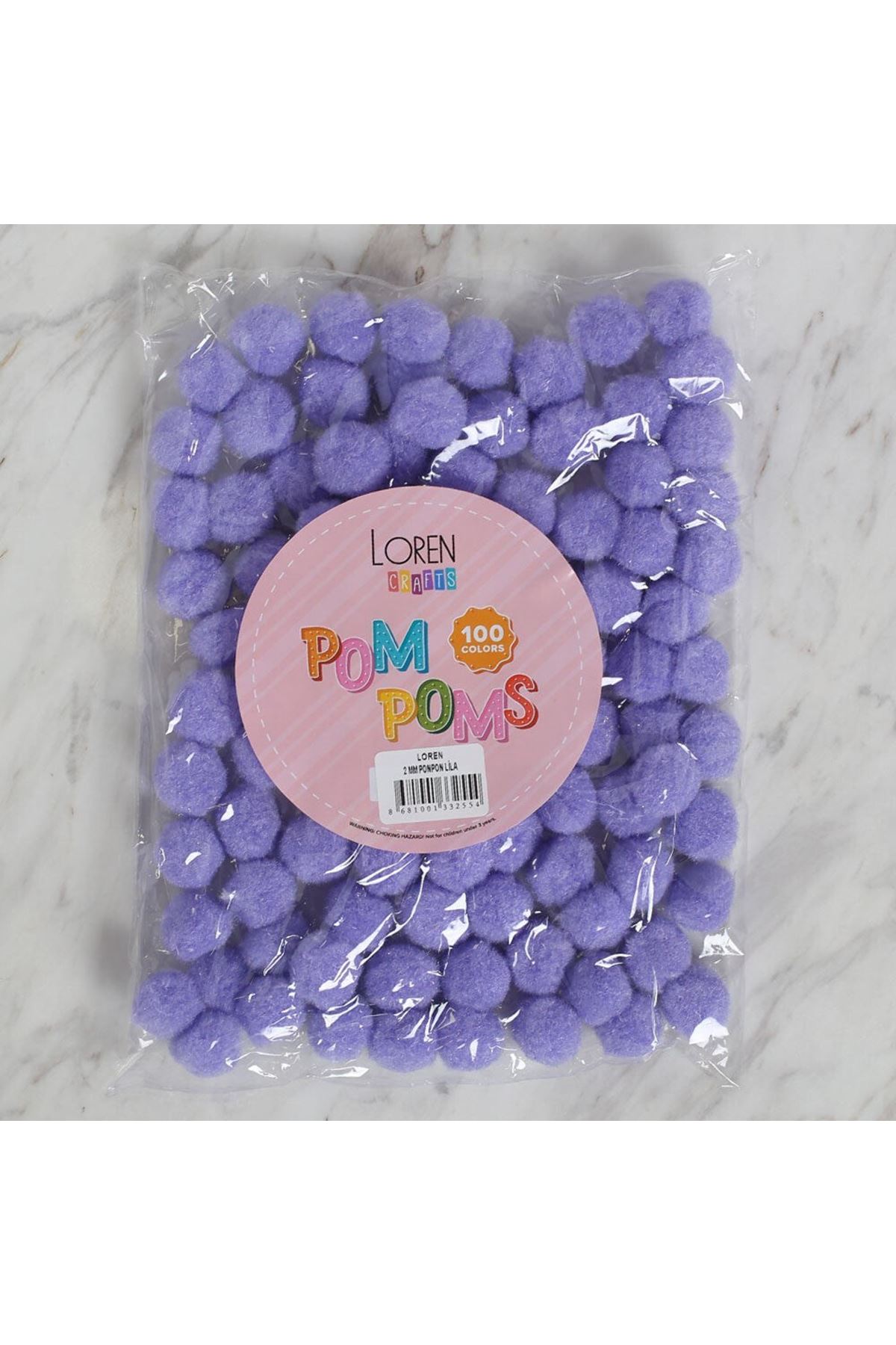 LOREN CRAFTS 2 CM 100 ADET LİLA PONPON