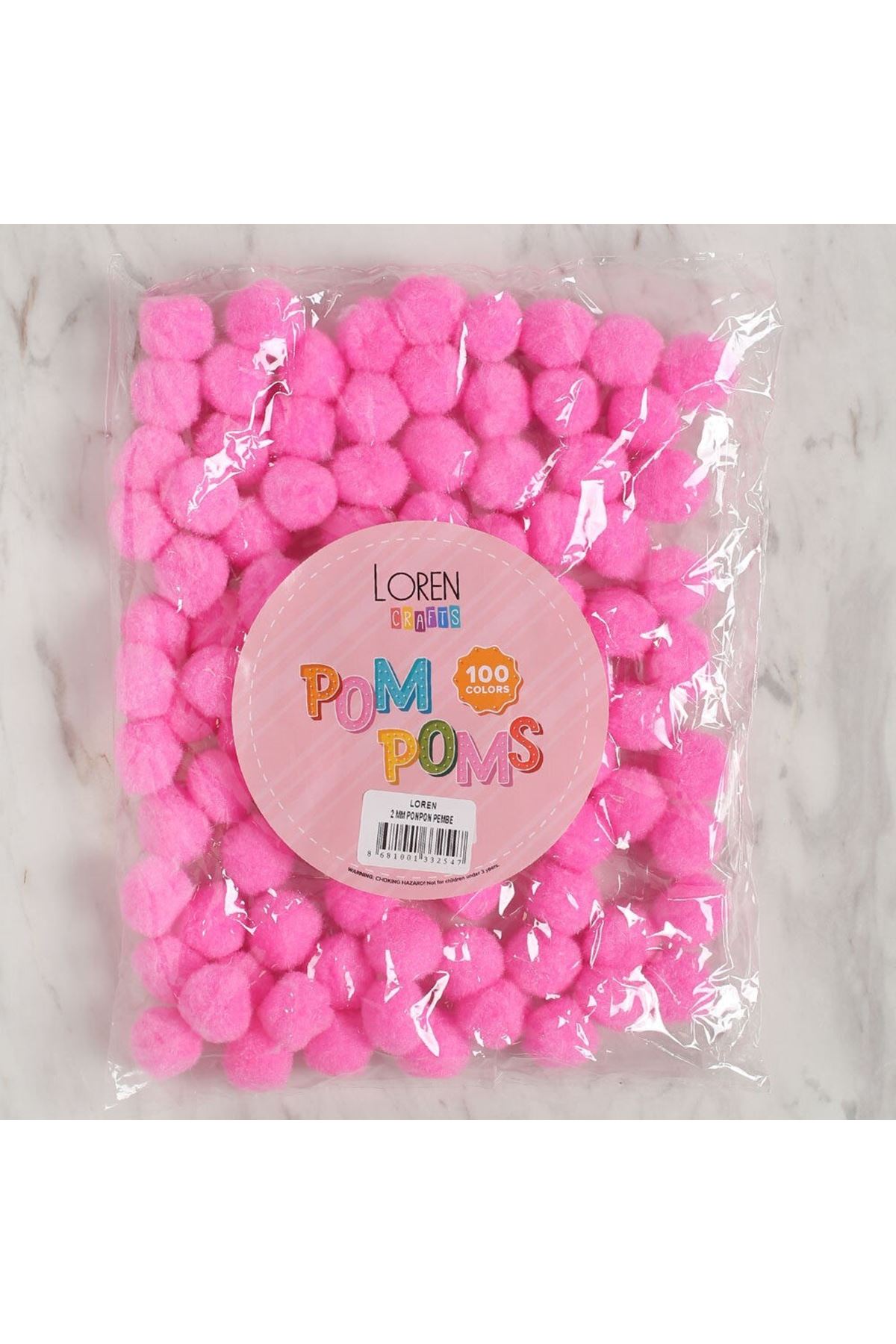 LOREN CRAFTS 2 CM 100 ADET PEMBE PONPON