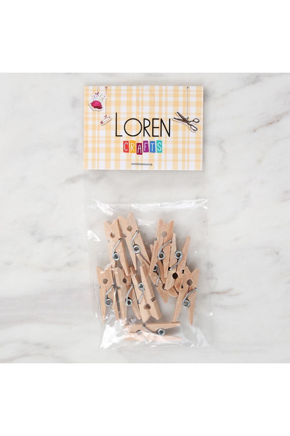 Loren 10 lu Natural Mini Ahşap Mandal