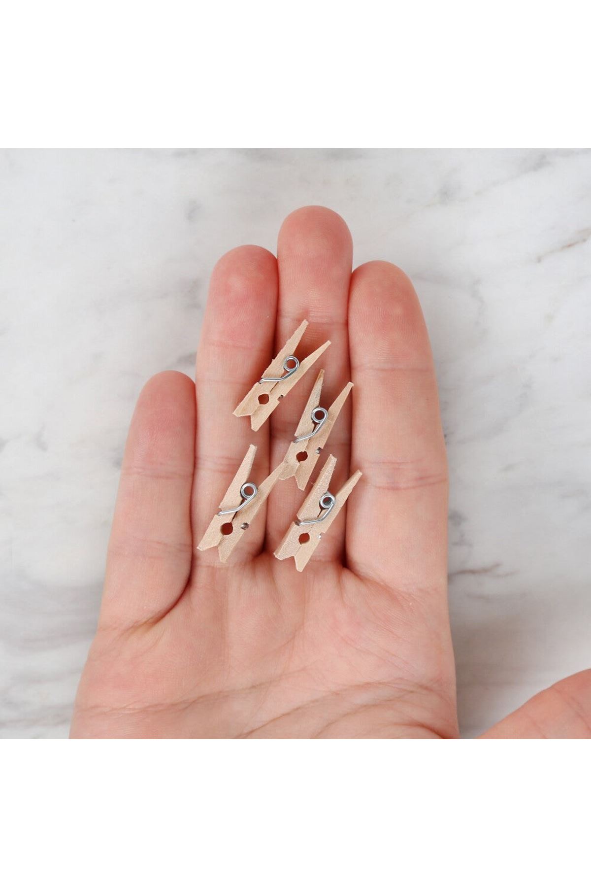 Loren 10 lu Natural Mini Ahşap Mandal