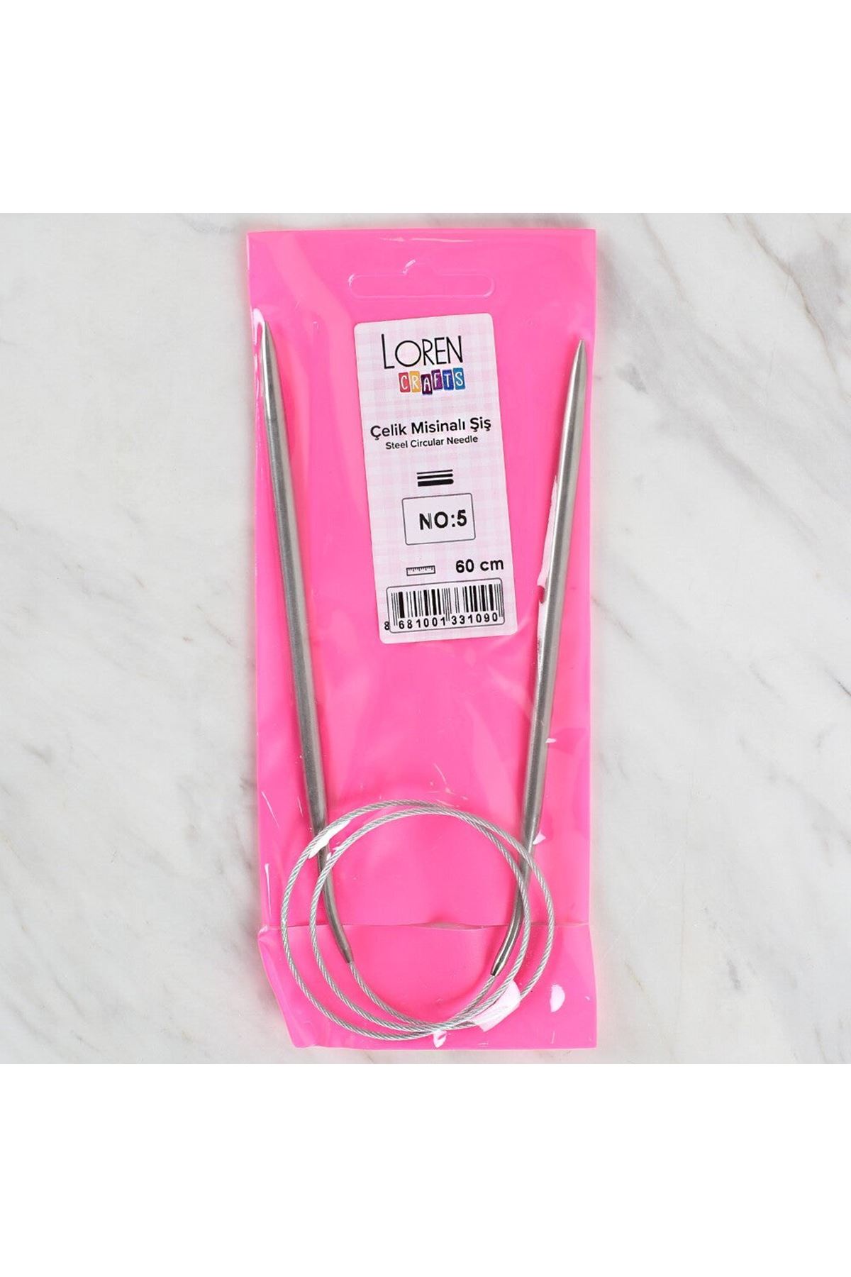 Loren Crafts 5 mm Çelik Misinalı Şiş 60 cm