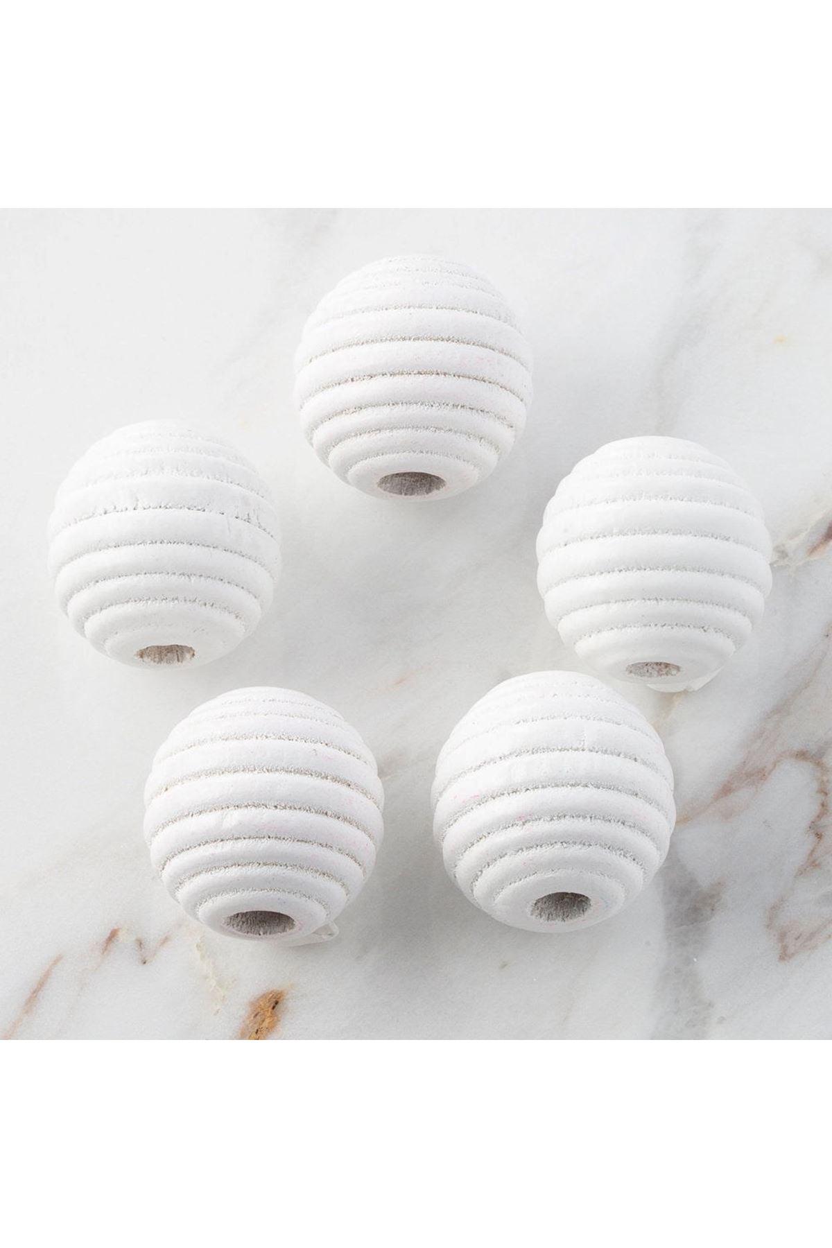 Loren 5 li Beyaz Arı Kovanı Ahşap Boncuk