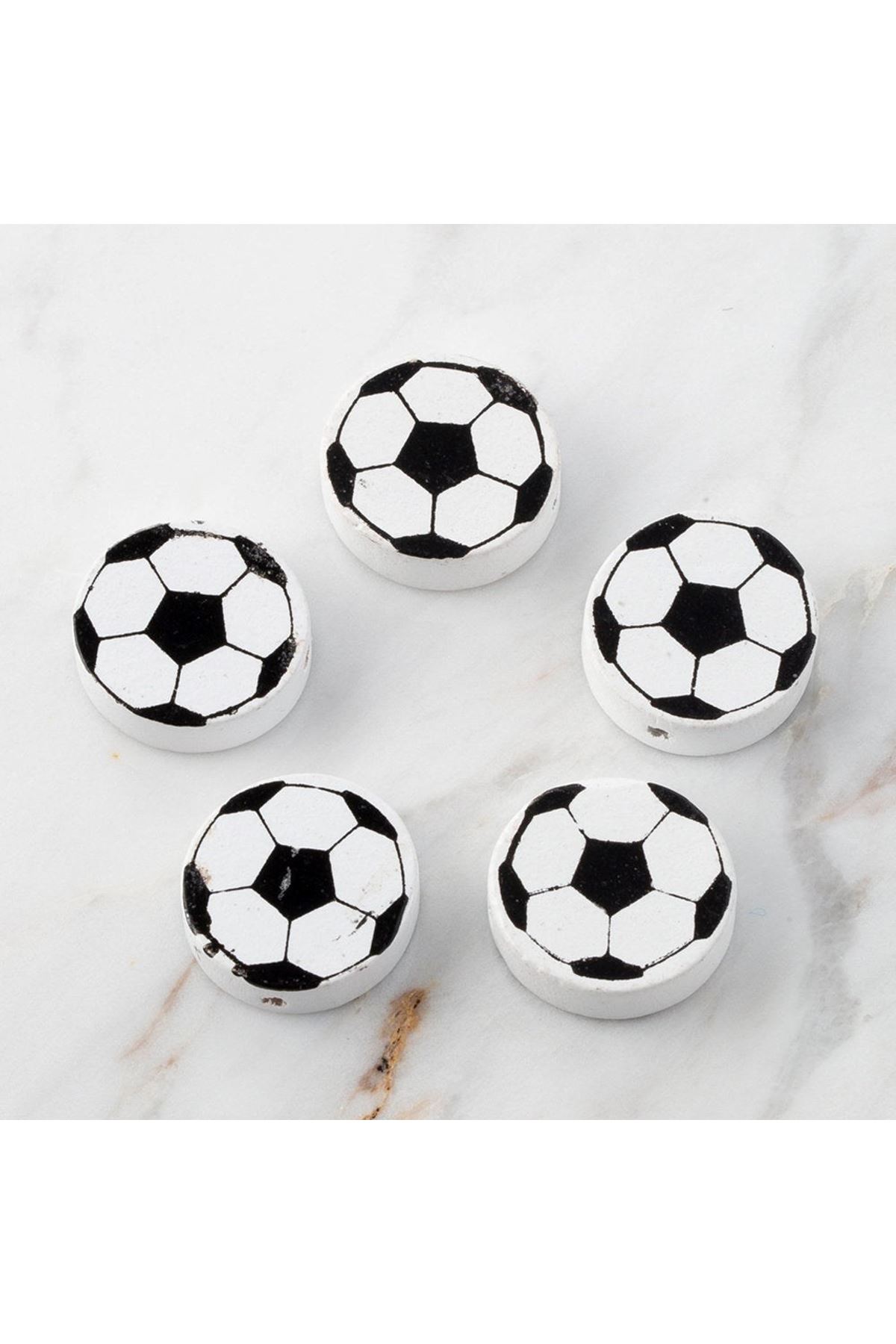 Loren 5 li Futbol Topu Yuvarlak Ahşap Boncuk