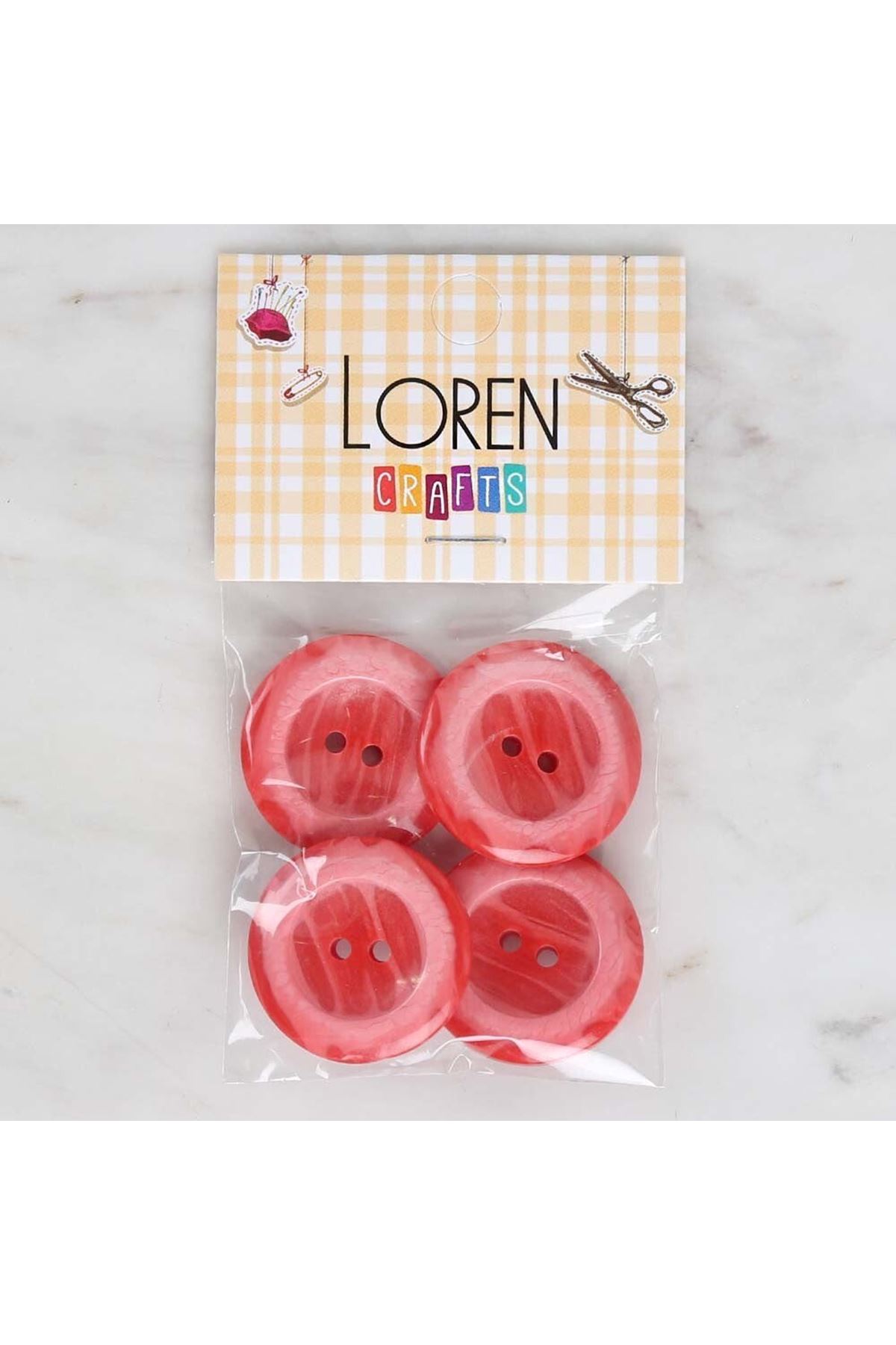 Loren Crafts 4'lü Kırmızı Düğme - 1725