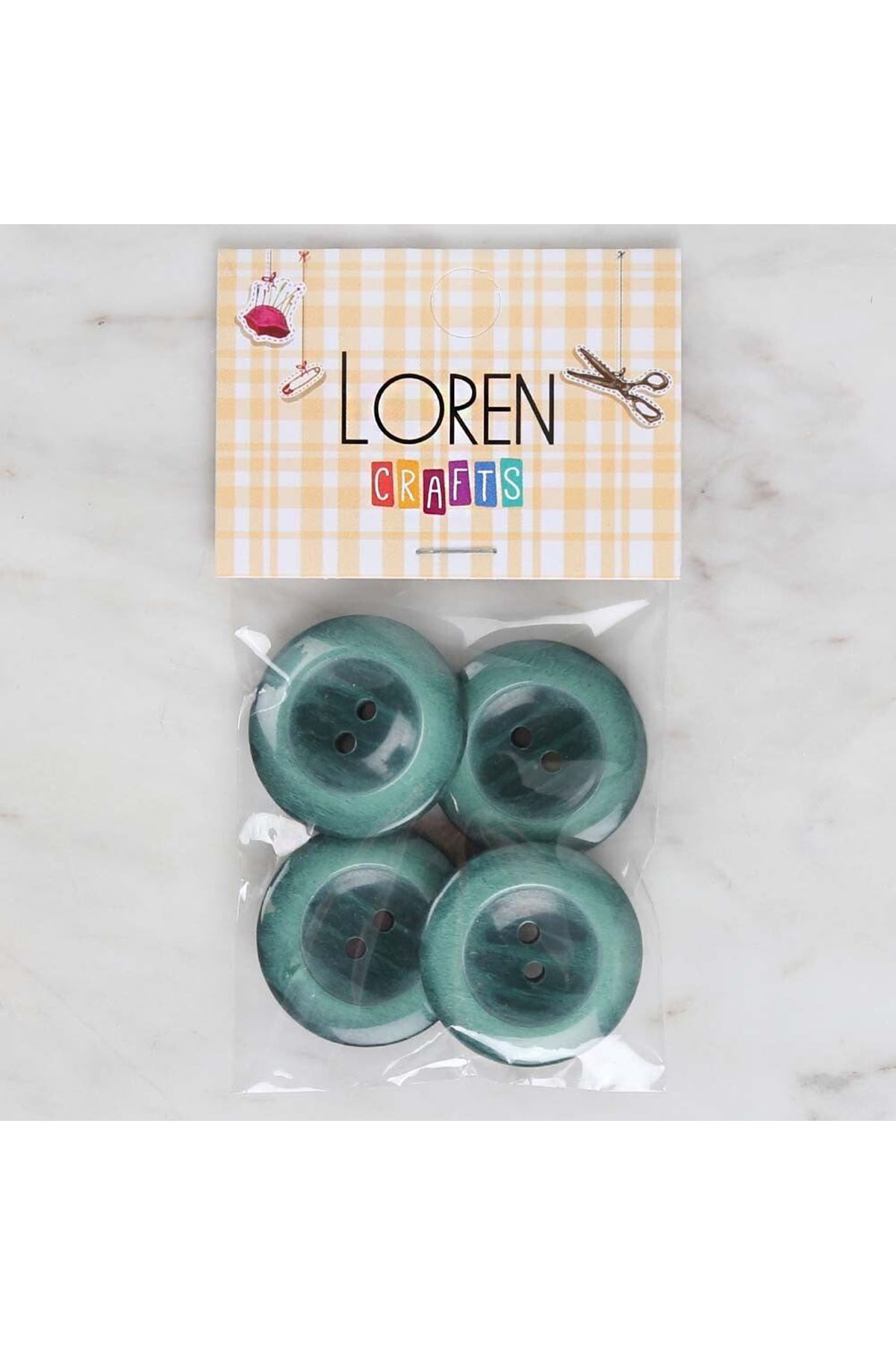 Loren Crafts 4'lü Yeşil Düğme - 1737
