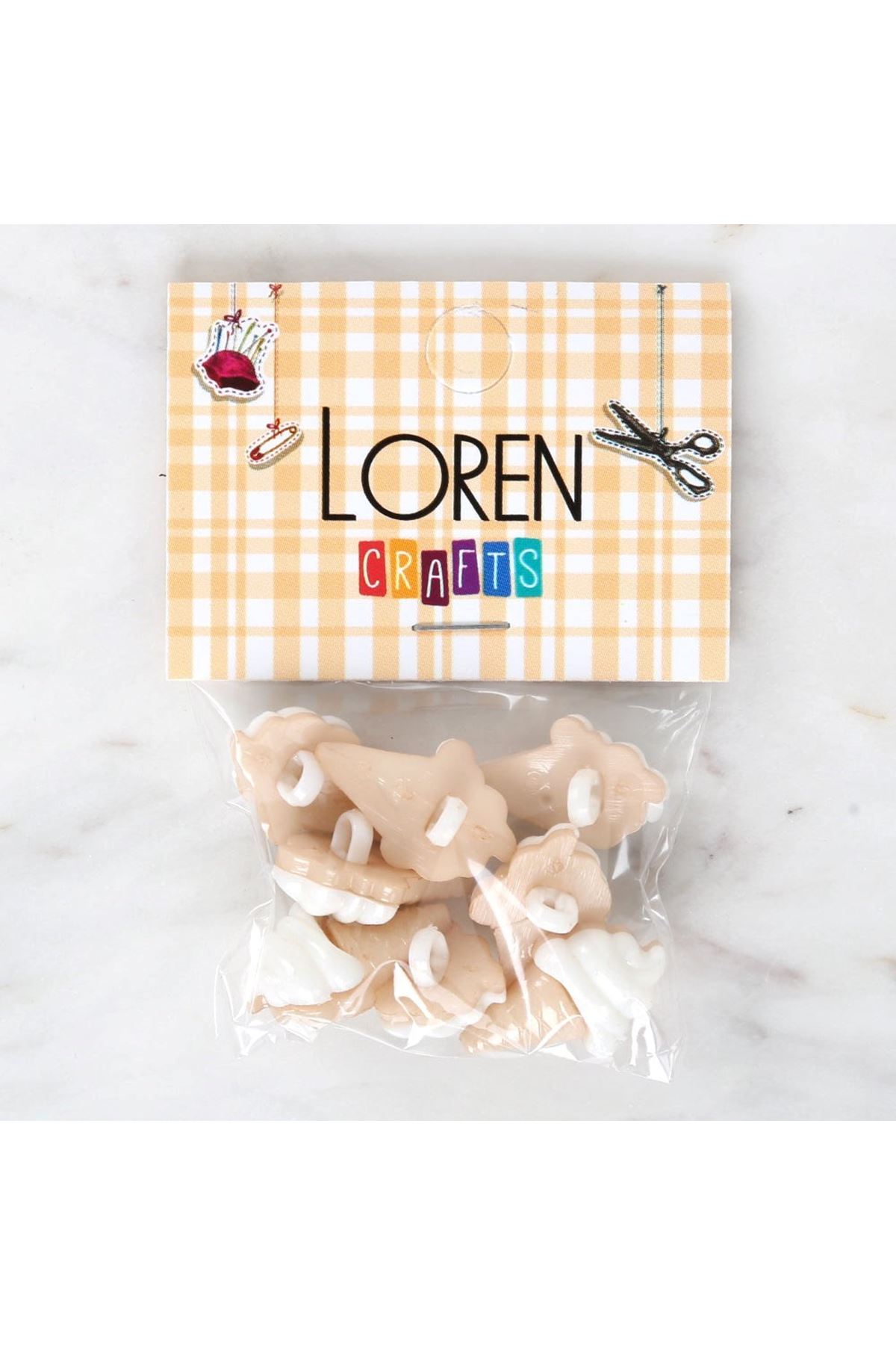 Loren Crafts Beyaz 8'li Düğme - 3070