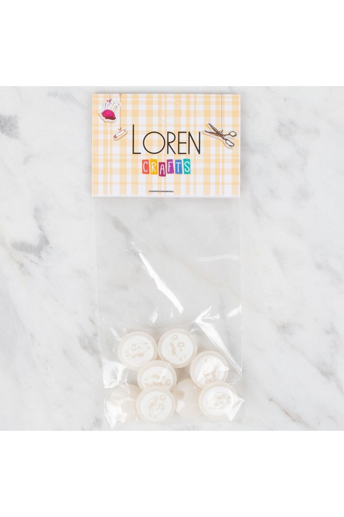 Loren Crafts 8 li Beyaz Düğme - 391