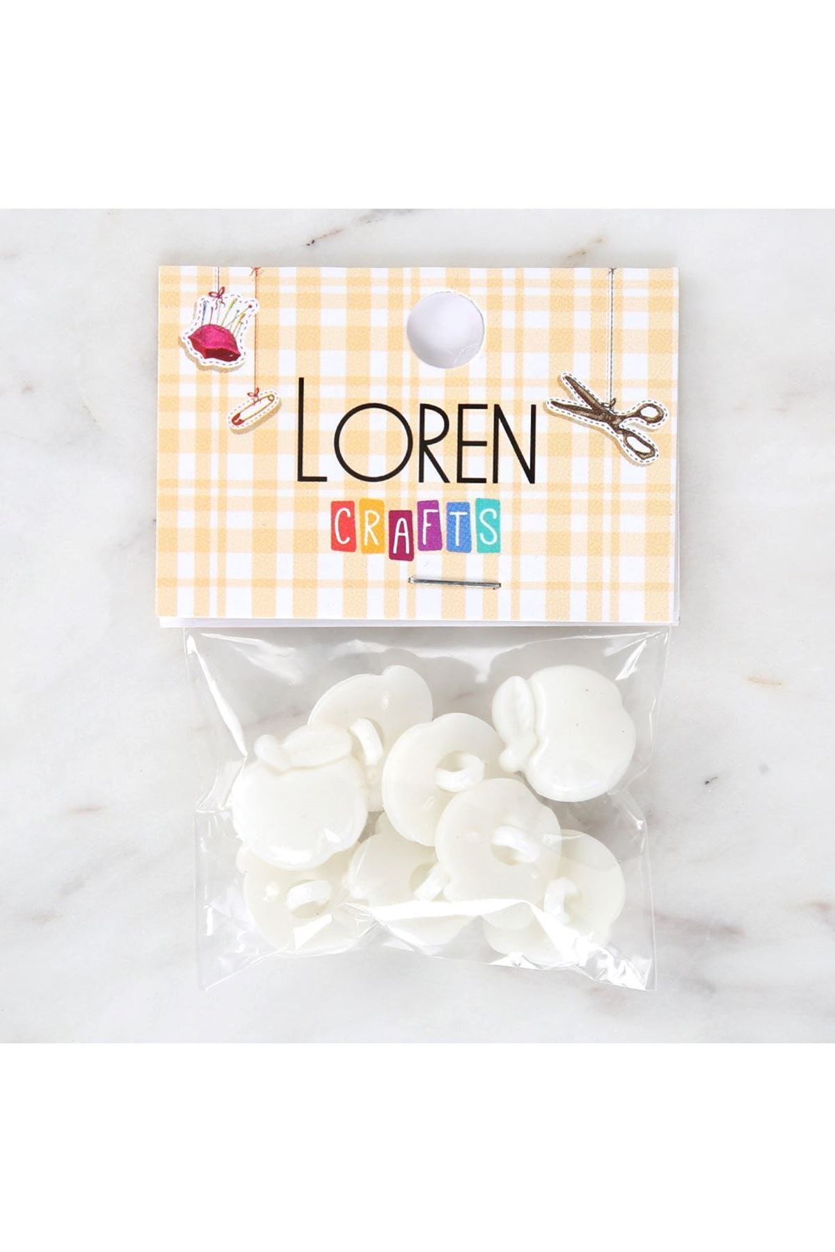 Loren Crafts Beyaz 8'li Düğme - 3001