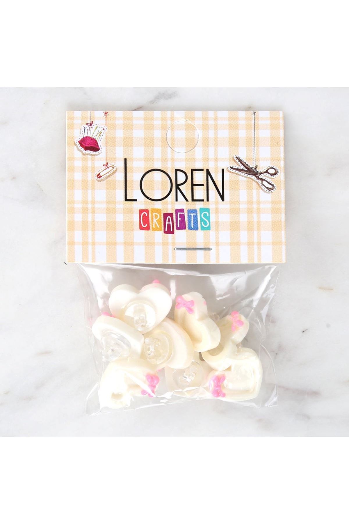 Loren Crafts Beyaz 8'li Düğme - 3018