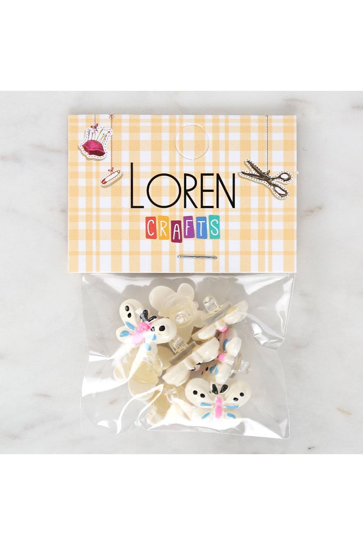 Loren Crafts Beyaz 8'li Düğme - 3023