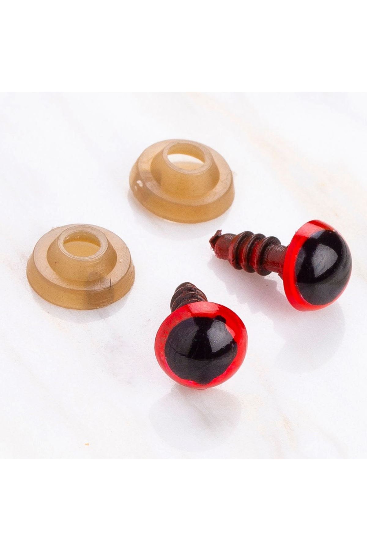 Loren 8 mm Kırmızı 5 Çift Amigurumi Göz