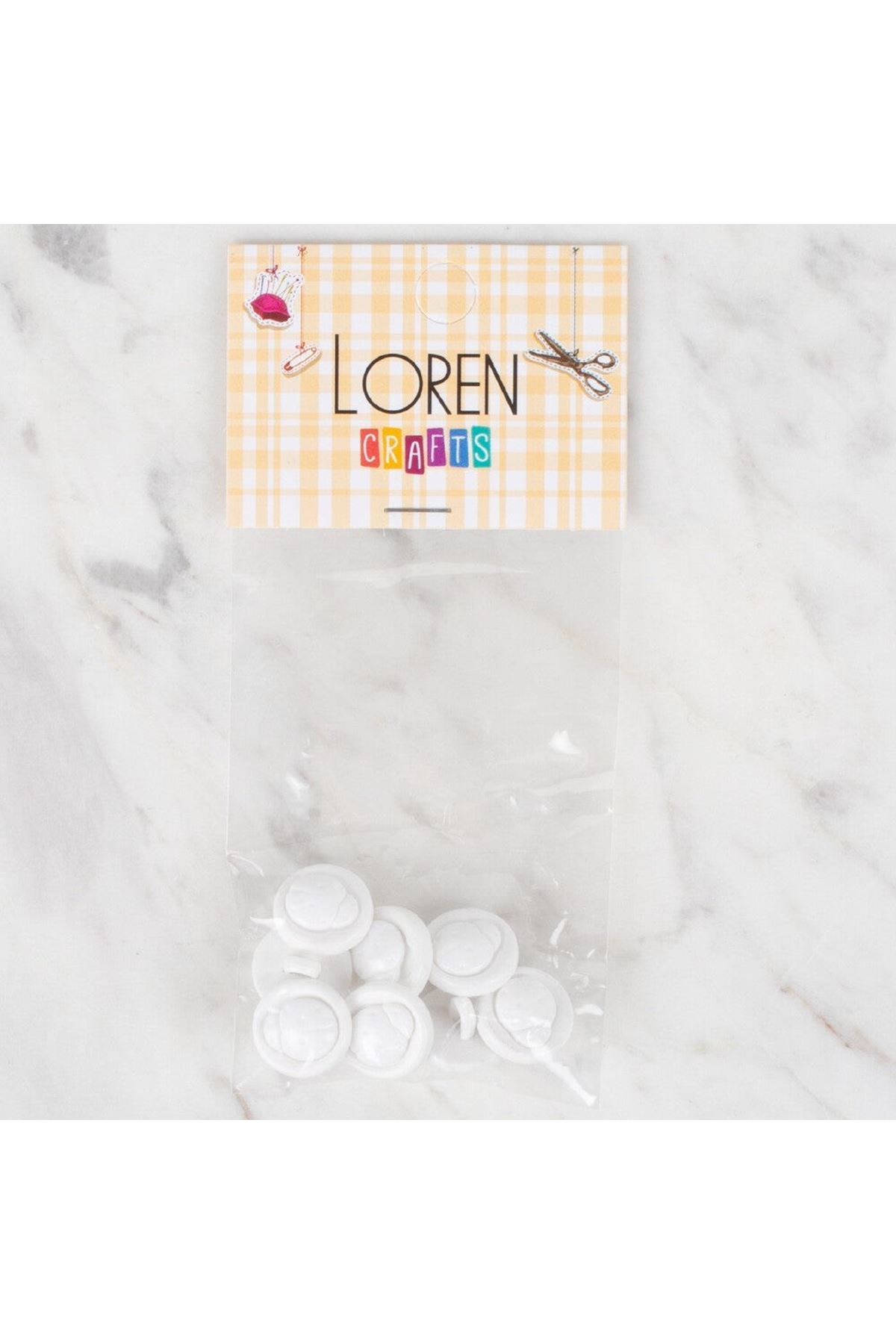 Loren Crafts 8 li Beyaz Uğur Böceği Düğme - 639
