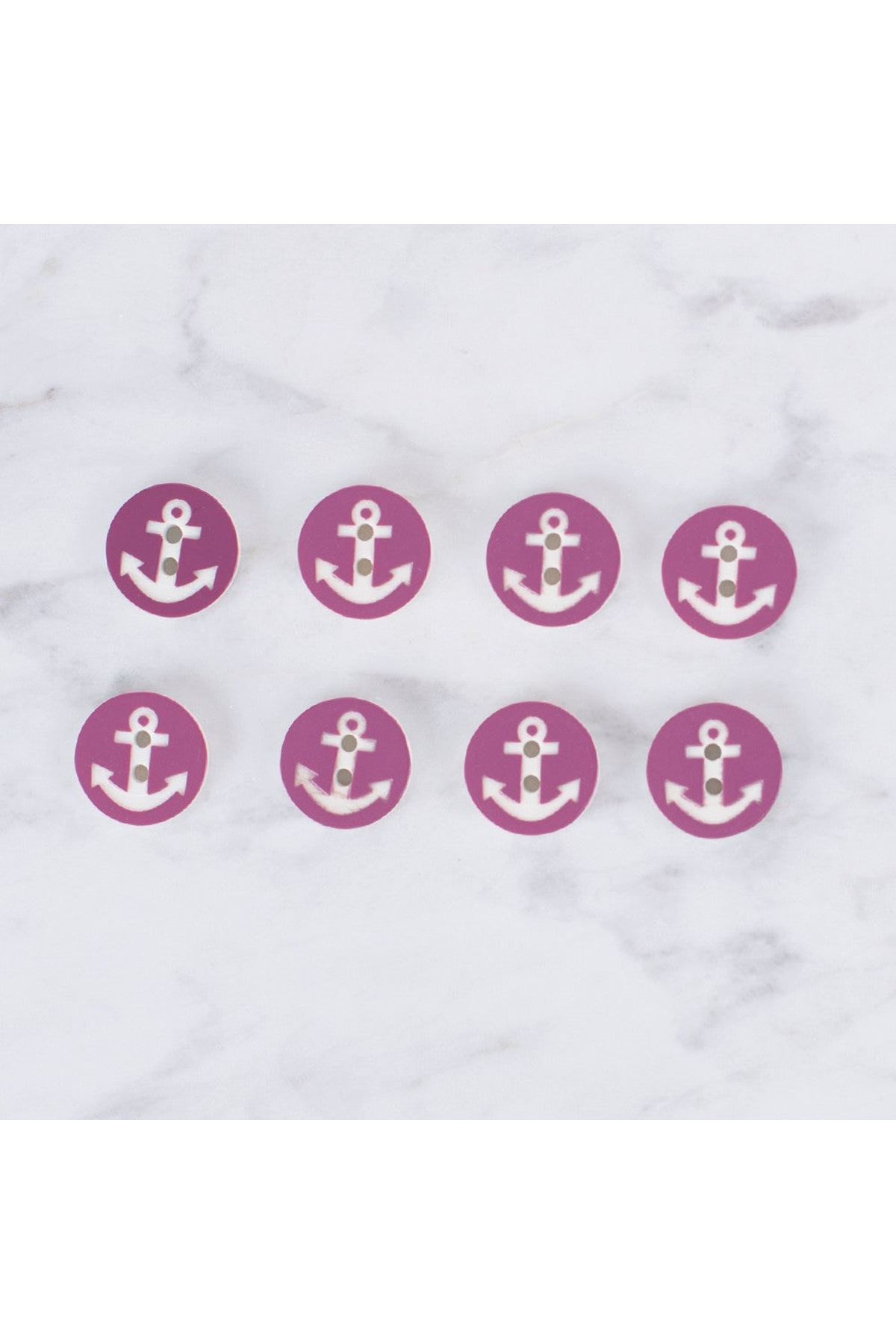 Loren Crafts 8 li Çapa Mor Düğme - 0427