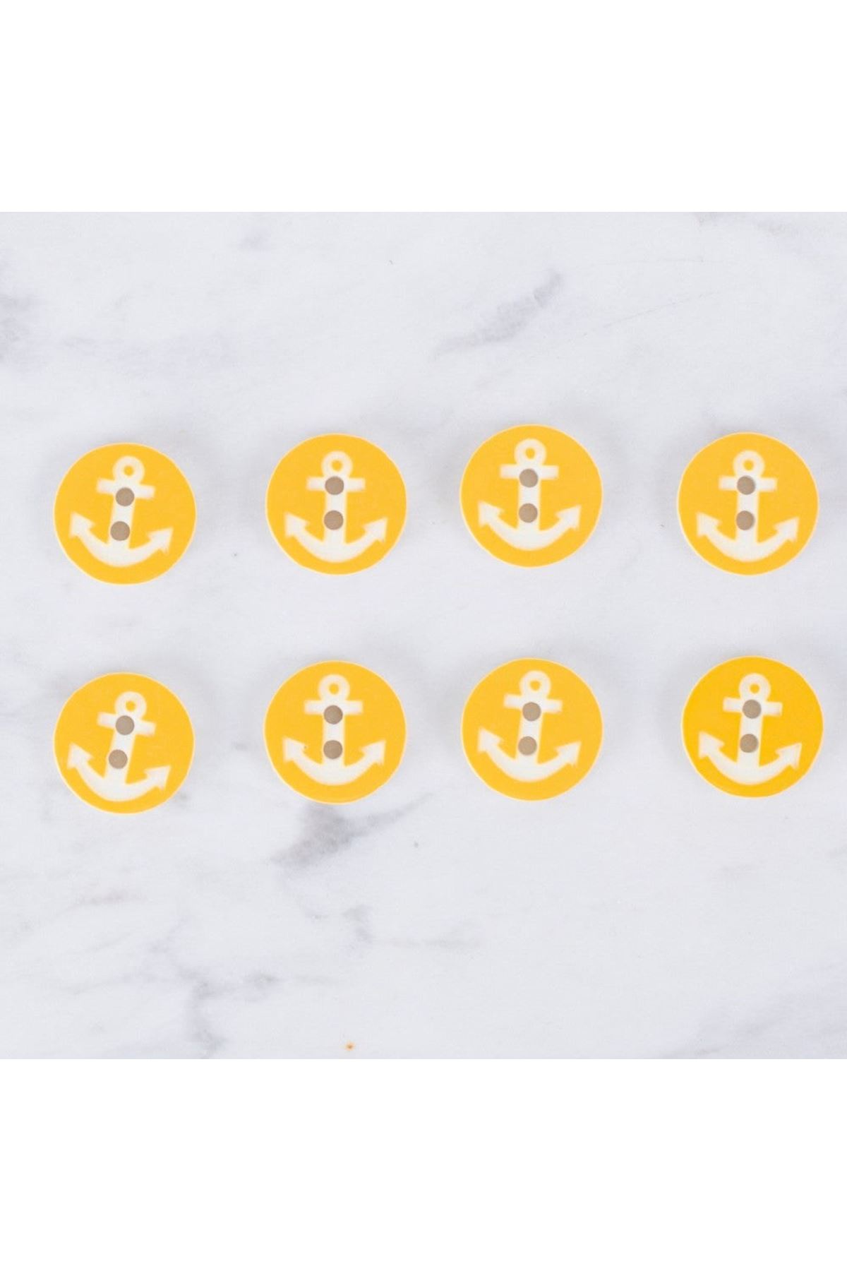 Loren Crafts 8 li Çapa Sarı Düğme - 0432