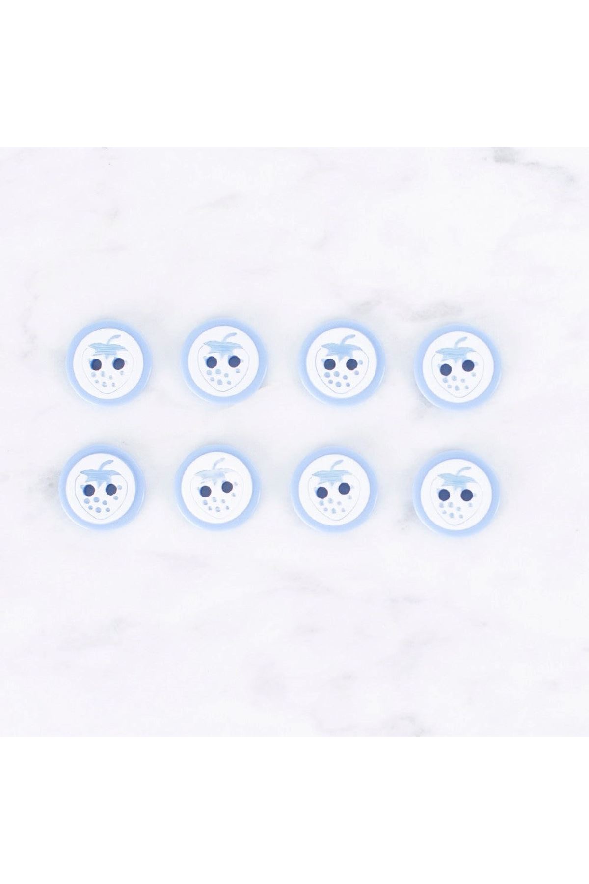 Loren Crafts 8 li Çilek Mavi Düğme - 0487