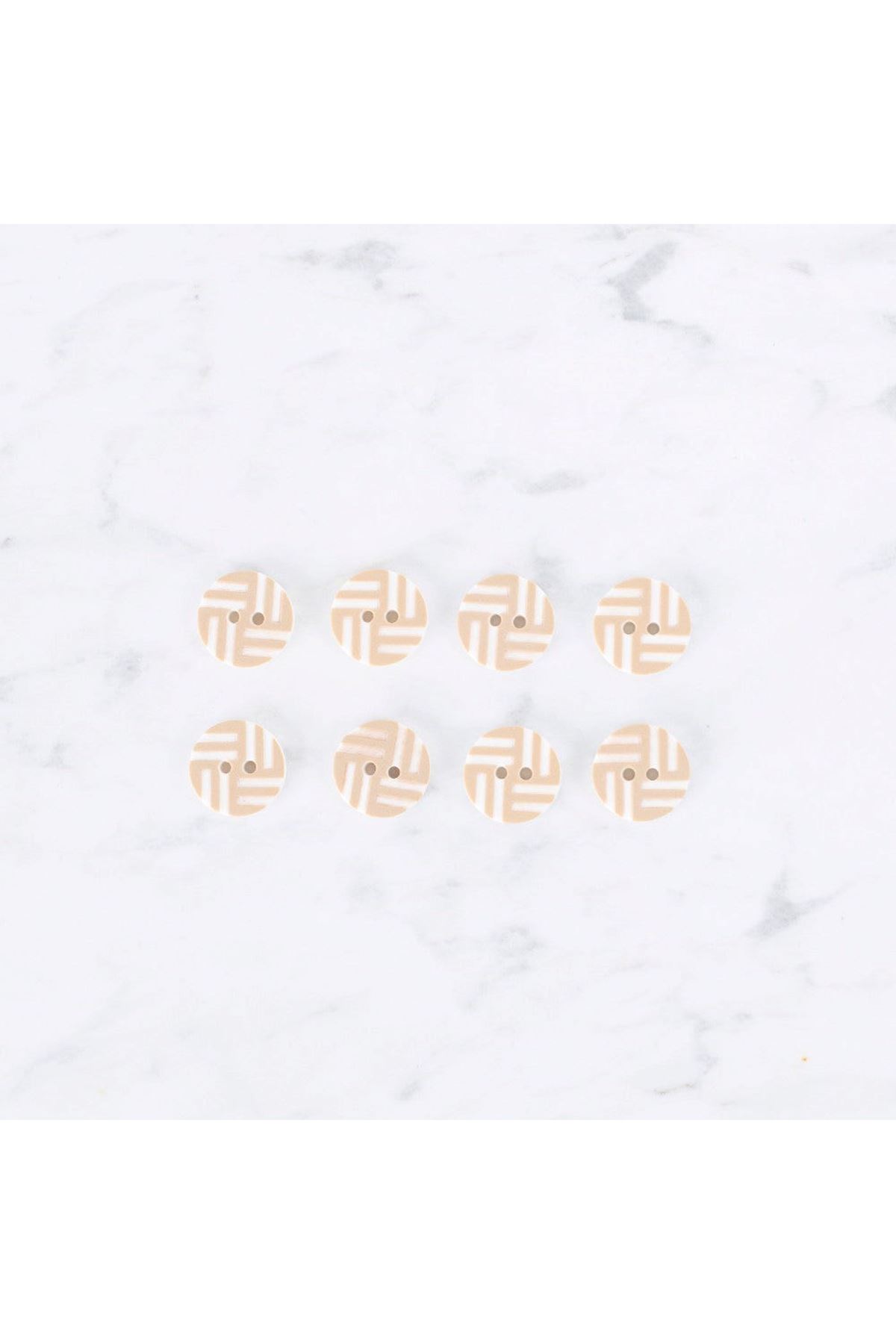 Loren Crafts 8 li Çizgili Bej Rengi Düğme - 0297