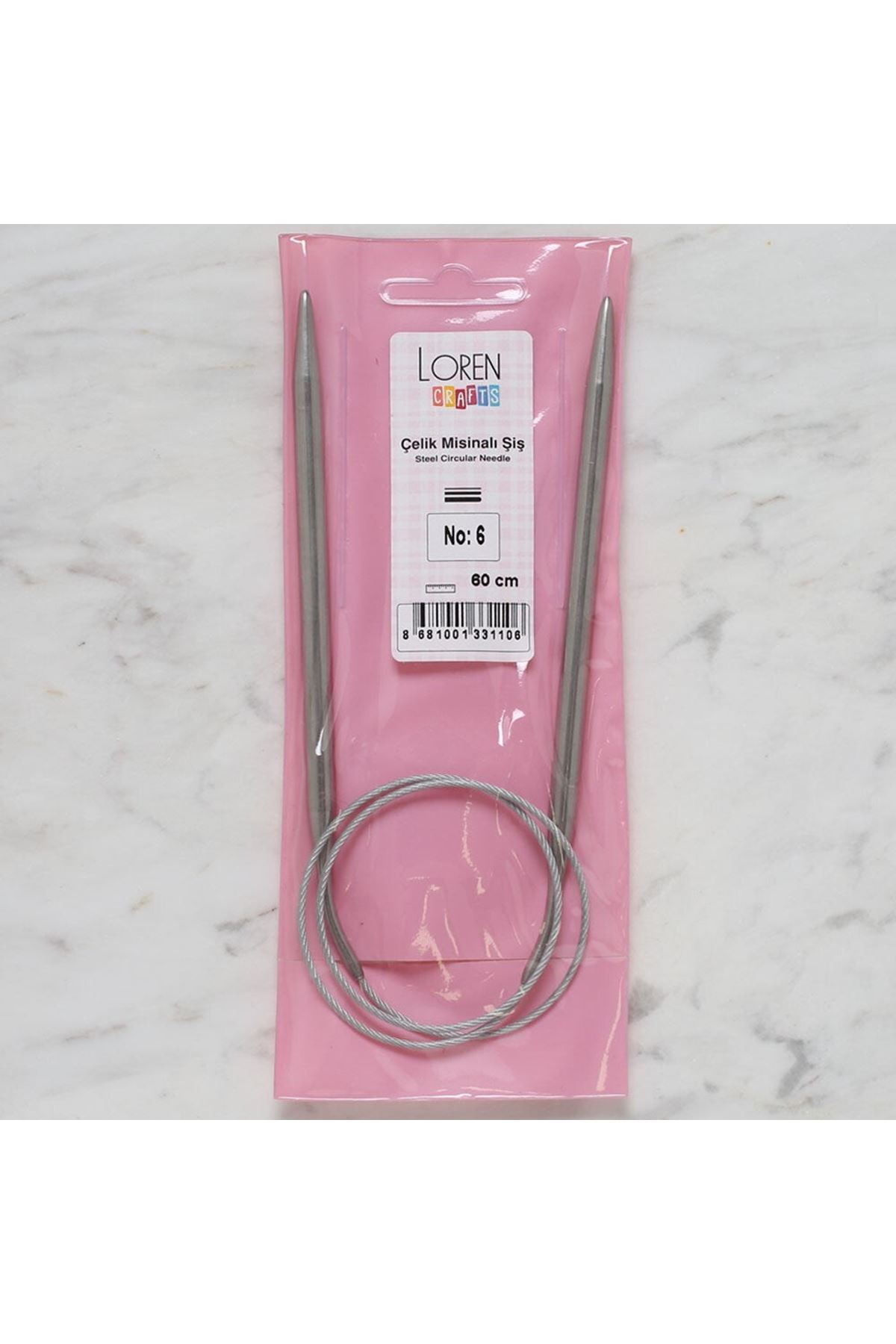 Loren Crafts 6 mm Çelik Misinalı Şiş 60 cm