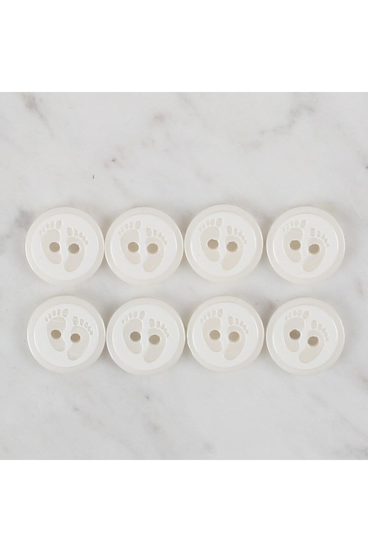 Loren Crafts 8 li Beyaz Ayak İzi Düğme - 433
