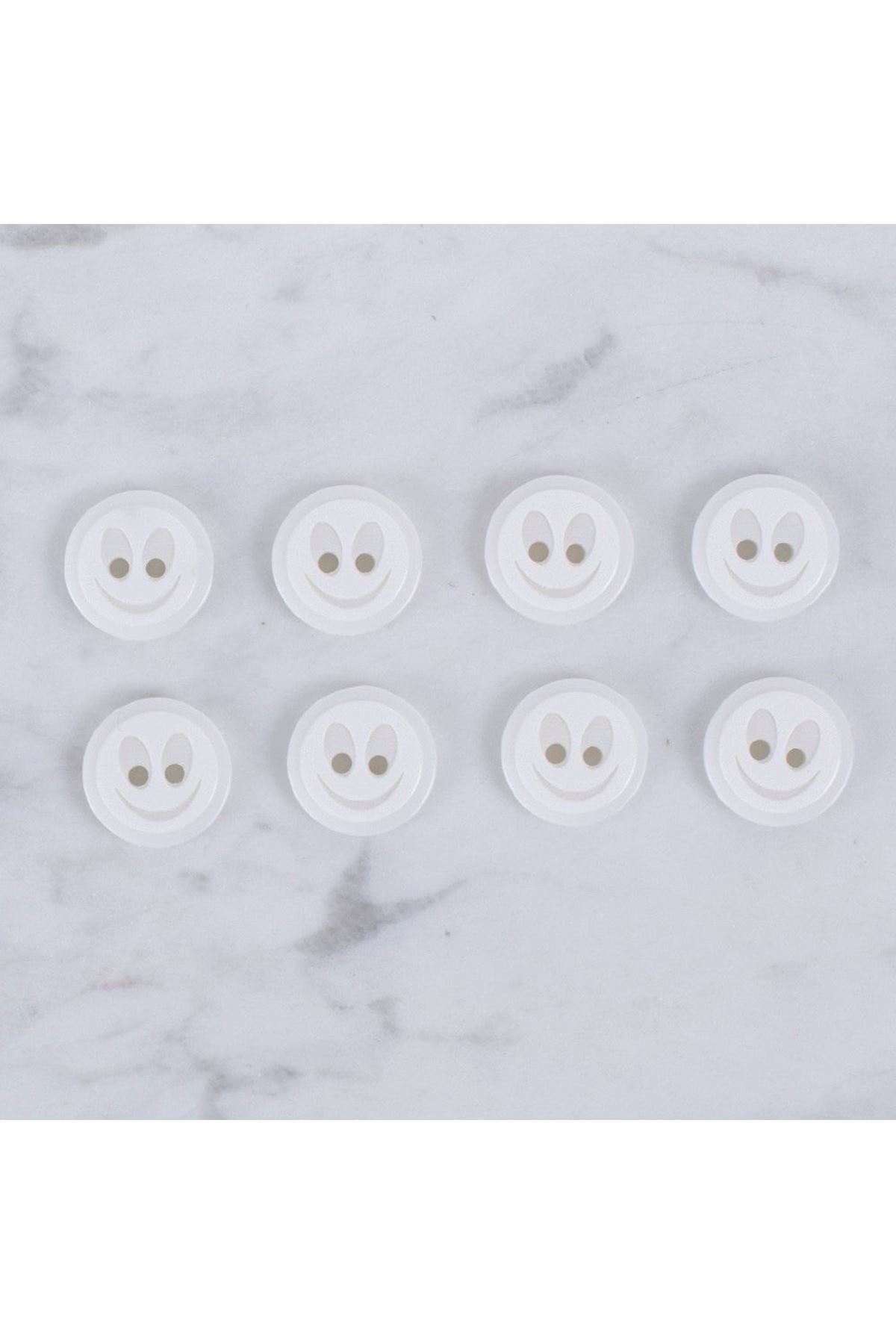 Loren Crafts 8 li Gülen Yüz Beyaz Düğme - 0611