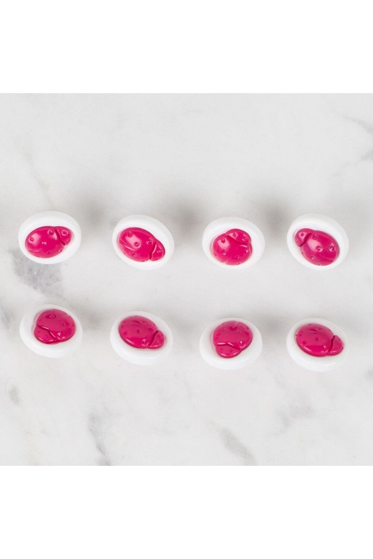 Loren Crafts 8 li Fuşya Uğur Böceği Düğme - 647