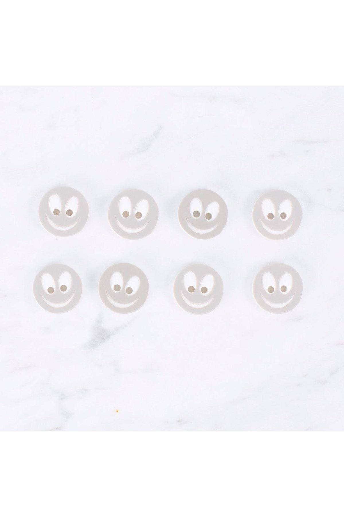 Loren Crafts 8 li Gülen Yüz Gri Rengi Düğme - 0519