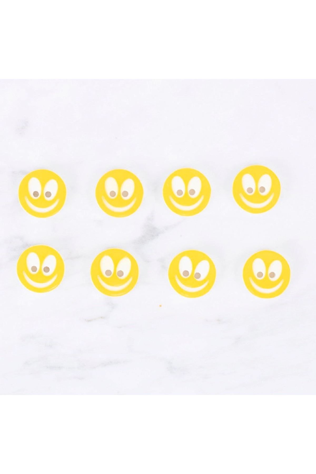 Loren Crafts 8 li Gülen Yüz Sarı Düğme - 0528