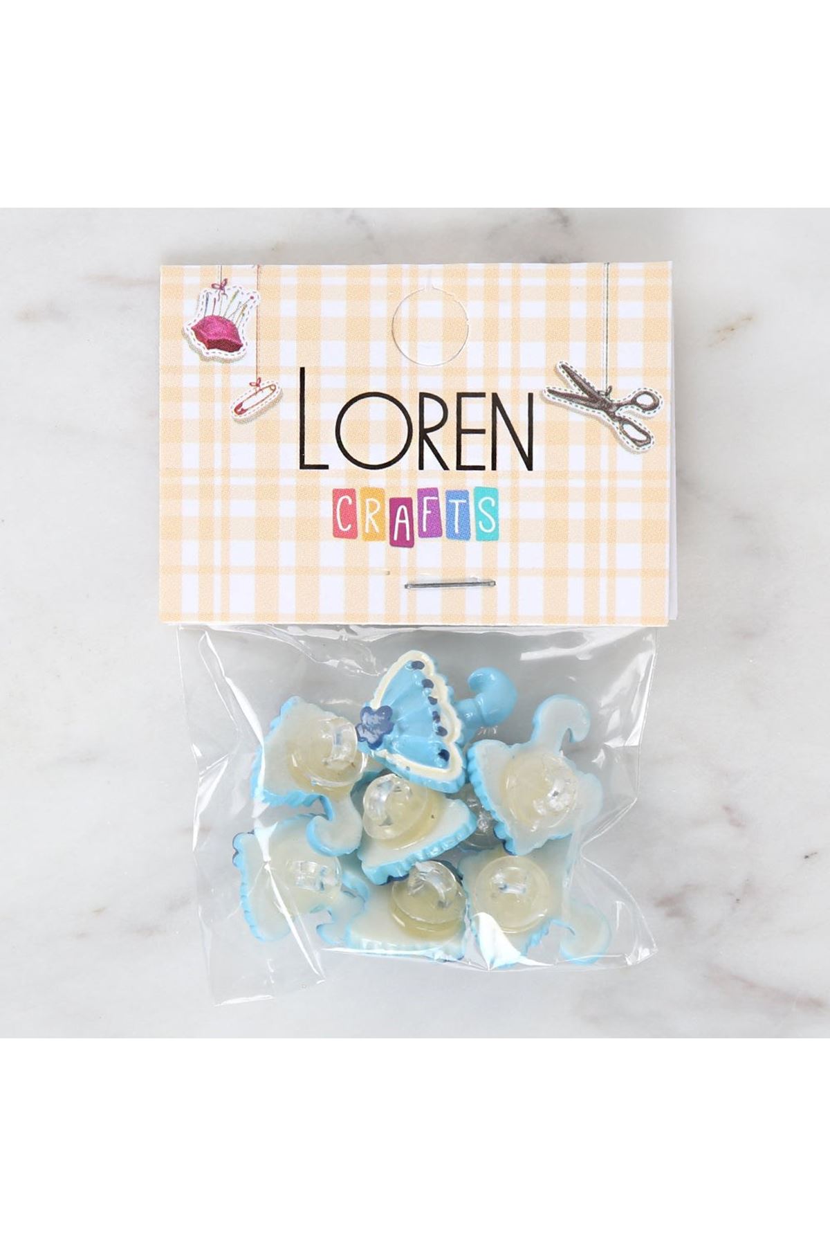 Loren Crafts Bebe Mavi 8'li Düğme - 3010