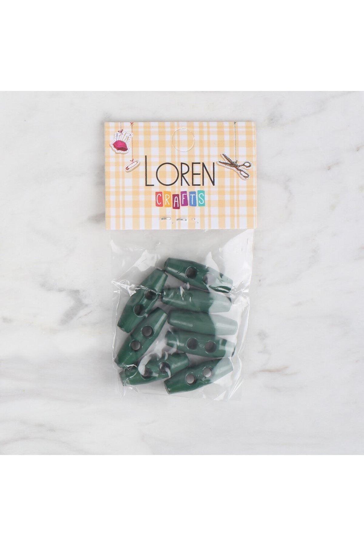 Loren Crafts 8 li koyu yeşil çoban düğme - 103