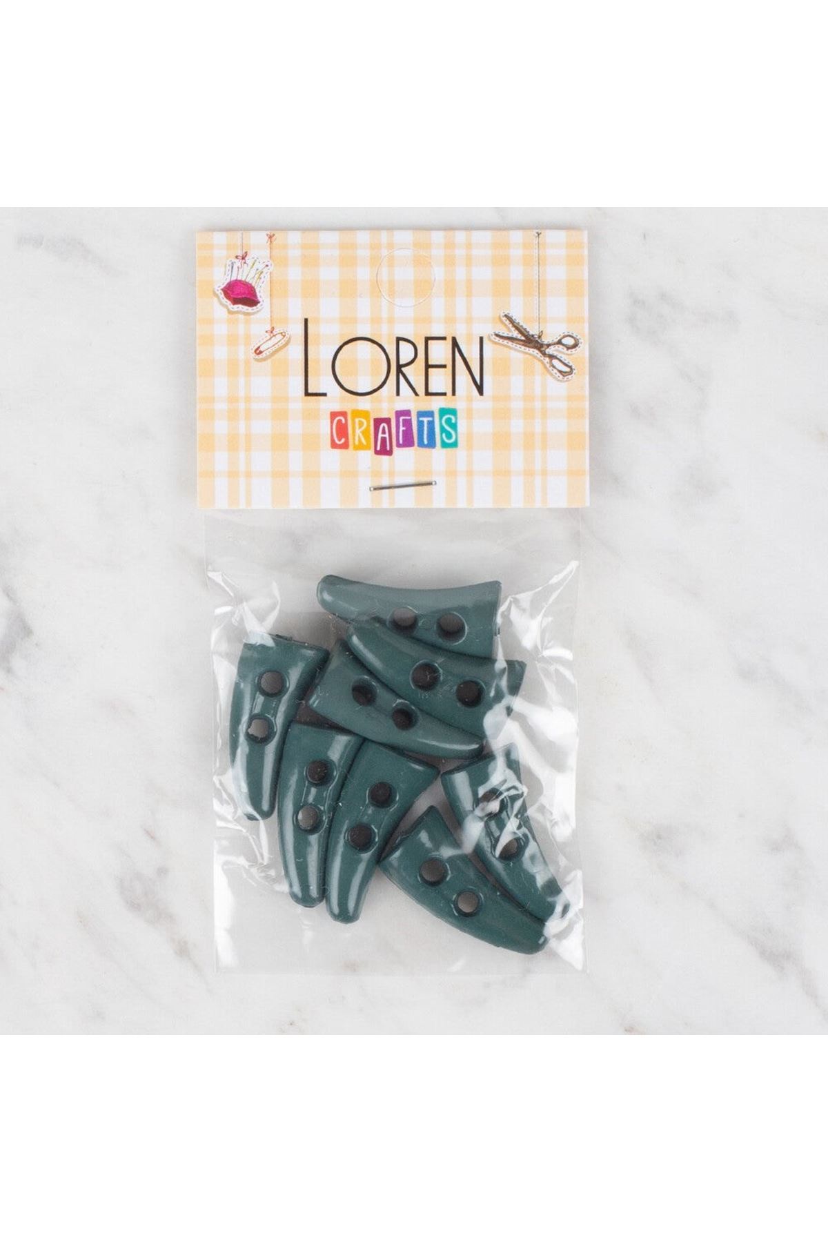 Loren Crafts 8 li koyu yeşil çoban düğme - 124