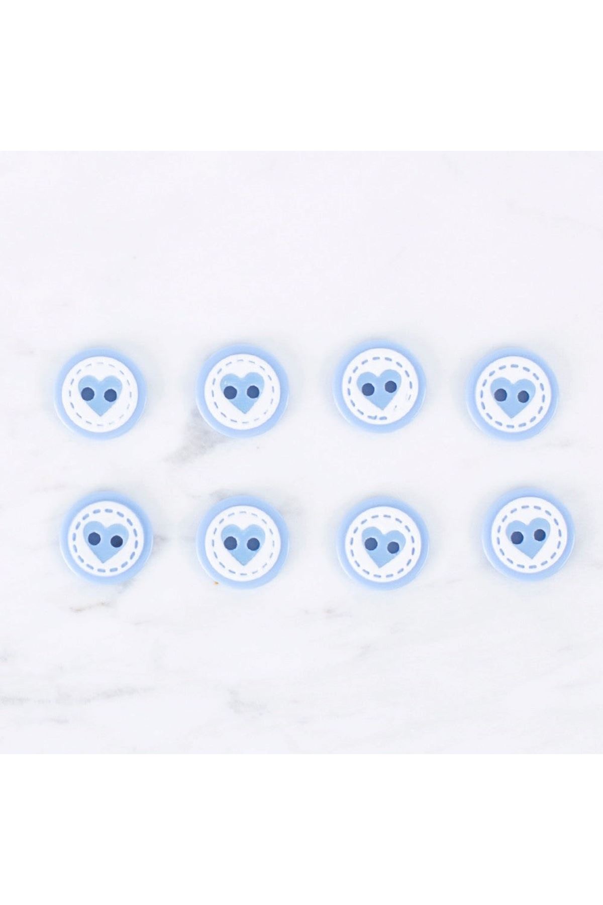 Loren Crafts 8 li Kalp Mavi Düğme - 0476