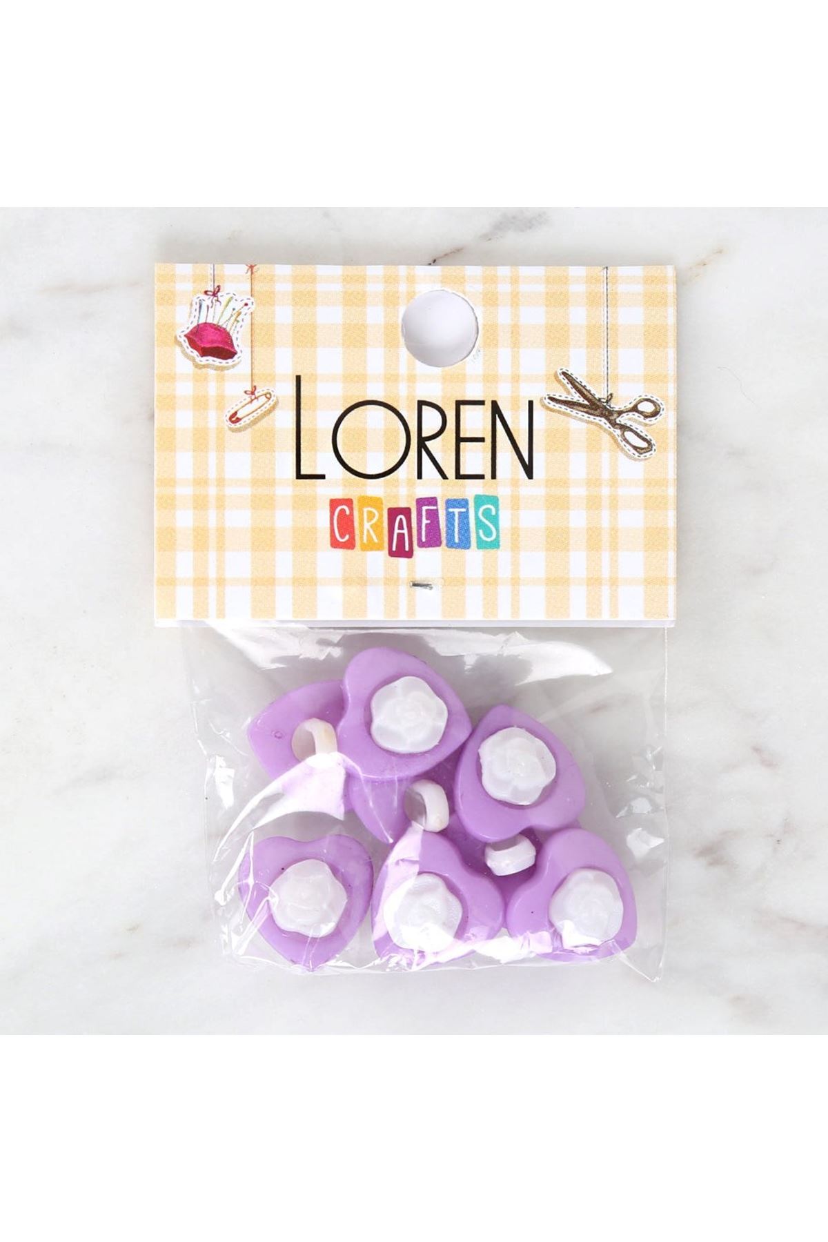 Loren Crafts Lila 8'li Düğme - 3052